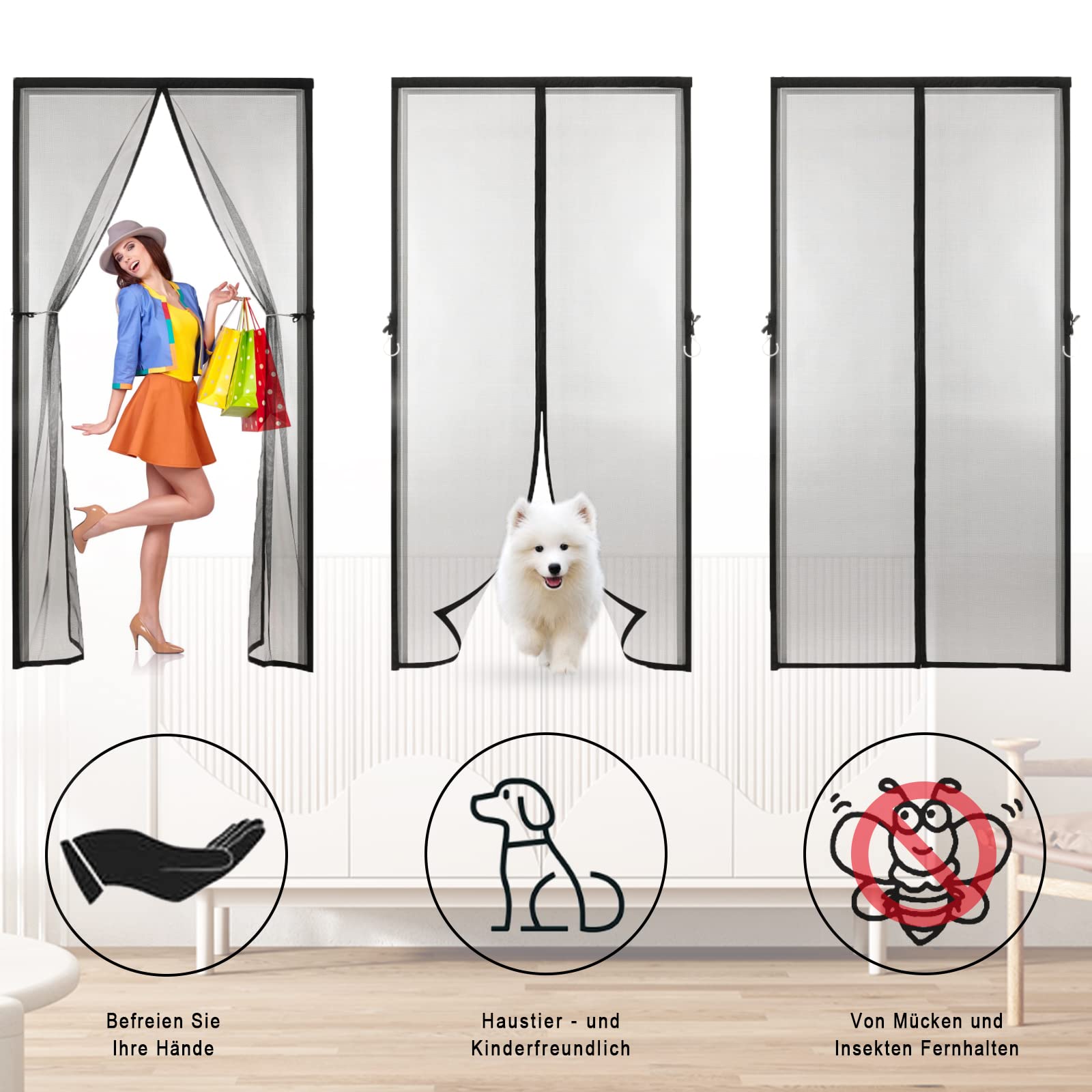 Magnetic Fly Screen Door, Magnetic Fly Curtain, Mosquito Nets for Automatic Closing, Insect Protection Balcony Door Magnetic Fly Screen Door, Magnetic Fly Curtain, Mosquito Nets for Automatic Closing, Insect Protection Balcony Door
