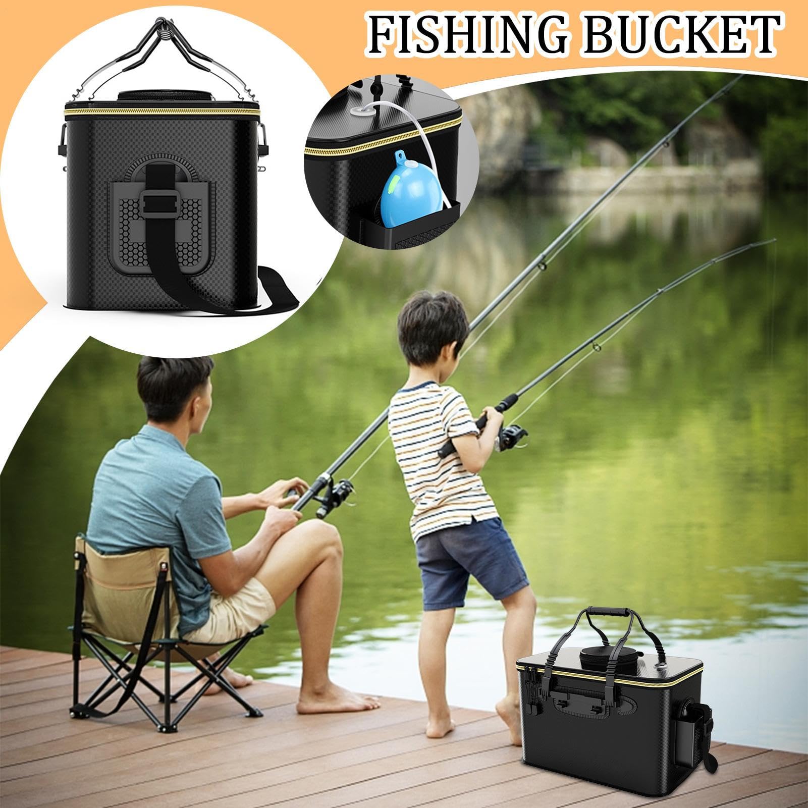 Seau à poissons vivants | Rangement portable pour appâts | Récipient étanche pour poissons vivants, coffre de pêche pour le camping, la randonnée, les activités de plein air