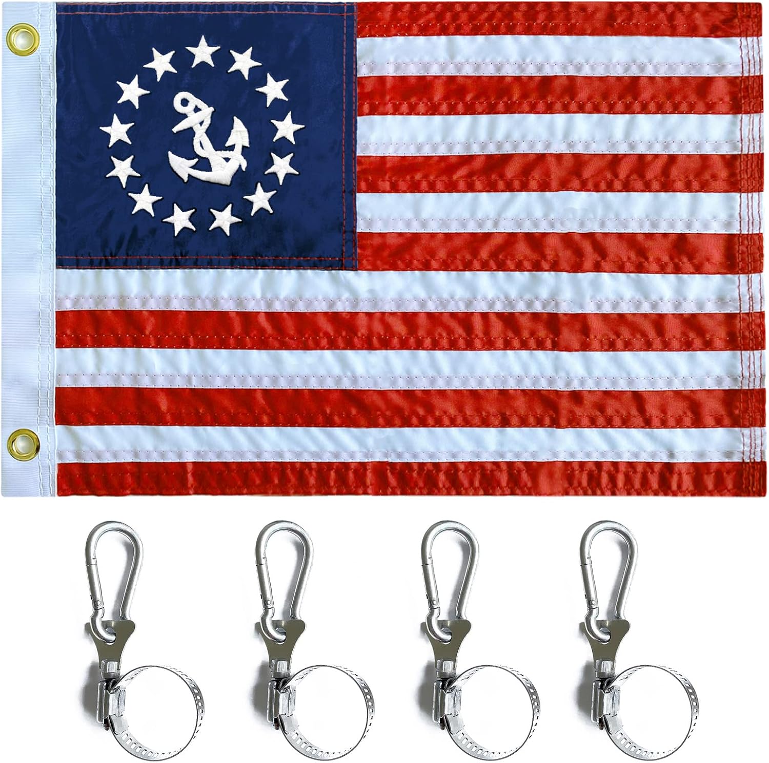 Embroidered Stars and Anchor Boat Flag 12x18 Inch