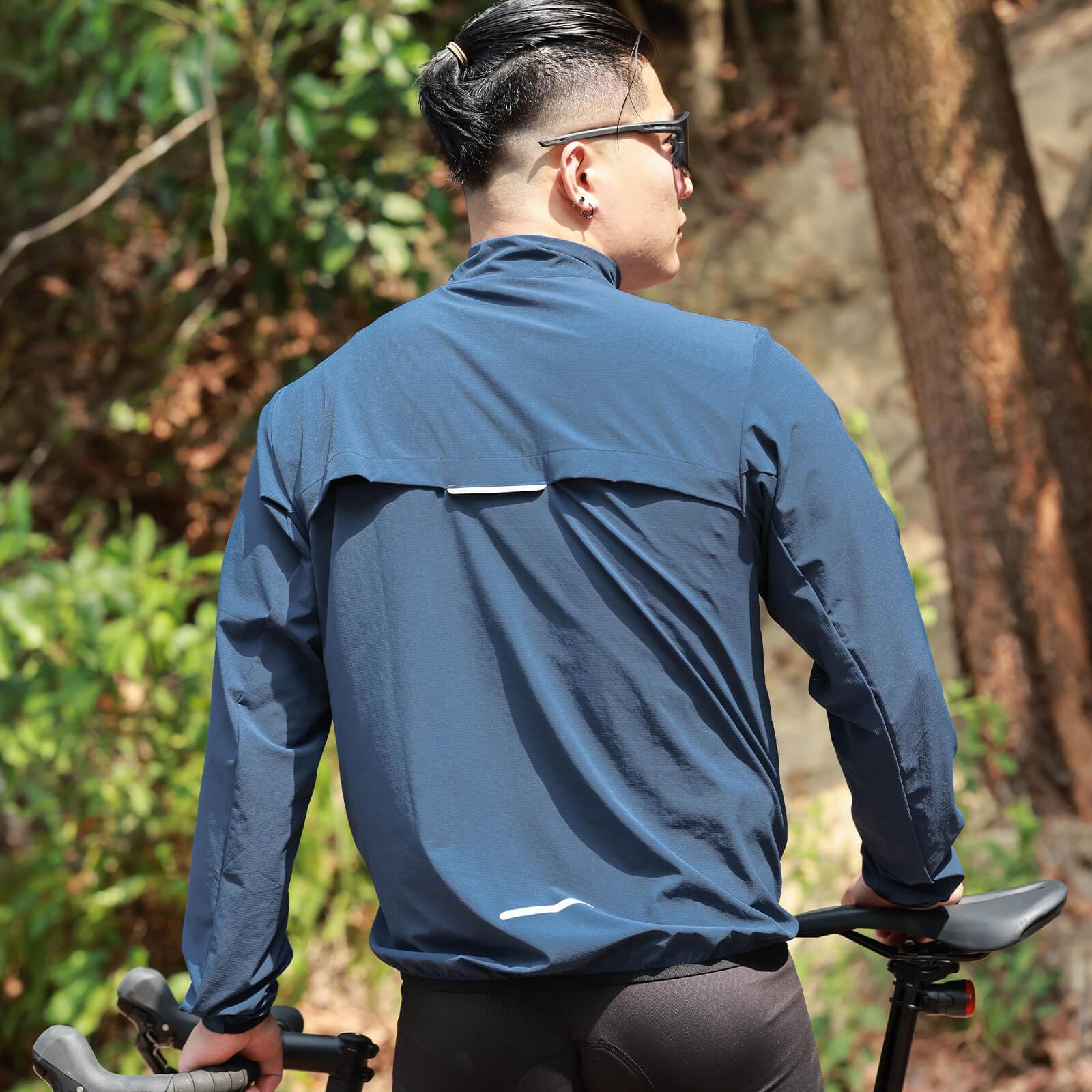 WOSAWE Giacca da ciclismo leggera antivento con doppia cerniera YKK, impermeabile, riflettente, per corsa e pendolarismo