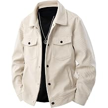 Men's Casual Corduroy Jackets Lightweight Button Up Jacket Collared Long Sleeve Shacket with Pockets