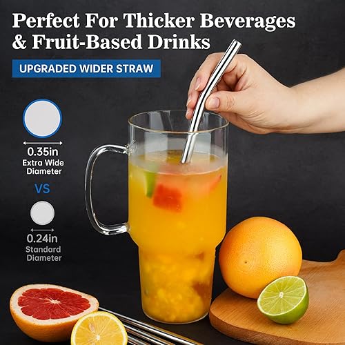 Miniatura 4 de Tomorotec Pajitas de 40 onzas, 14 popotes de repuesto de acero inoxidable para Stanley Adventure Quencher vasos de viaje con cepillos de limpieza, 2