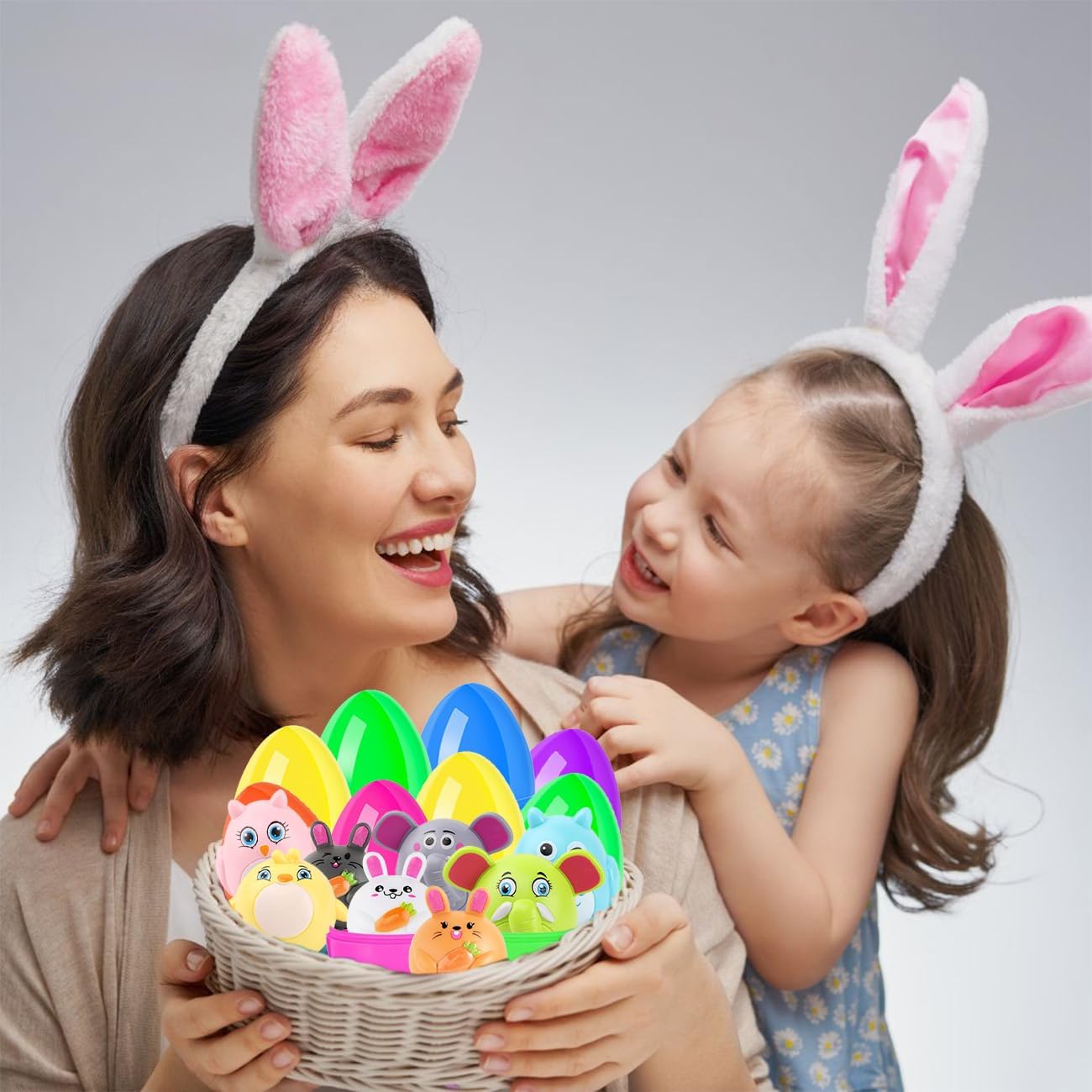12 Pack Prefilled Easter Eggs With Toys Animals Pull Back Cars, Easter Basket Stuffers for Boys Girls, Non Candy Easter Gifts for Kids Egg Hunt Supplies Party Favors