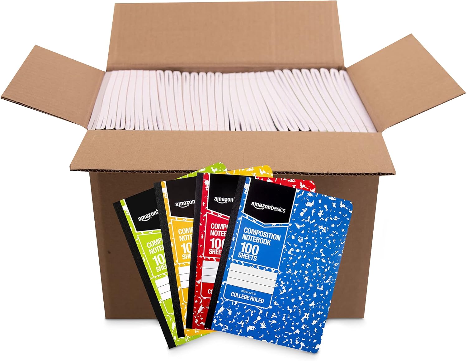  Basics College Ruled Composition Notebook, 100 Sheet, Assorted Marble Colors, 4-Pack : Office Products