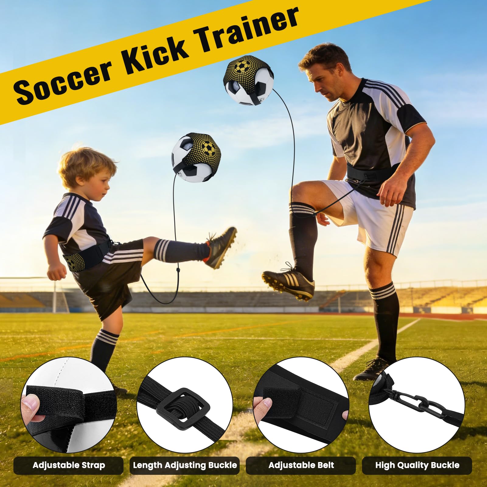 Kit Entrenamiento Futbol Juego Escalera de Agilidad 6 m 12 Peldaños con 12 Conos, 4 Estacas, Paracaídas en Marcha, Fútbol Kick Throw Trainer para Niños y Adulto para Entrenamiento - 3