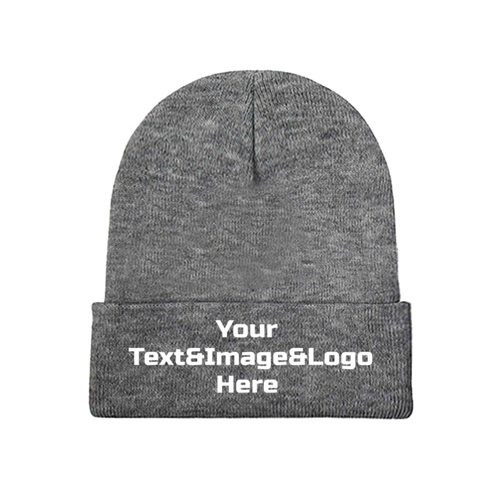 Miujonvy Unisex Darkgray 0 Custom Hat Slouch Darkgray Beanie Your Text&Image&Logo Here Classic Winter Beanie Hat