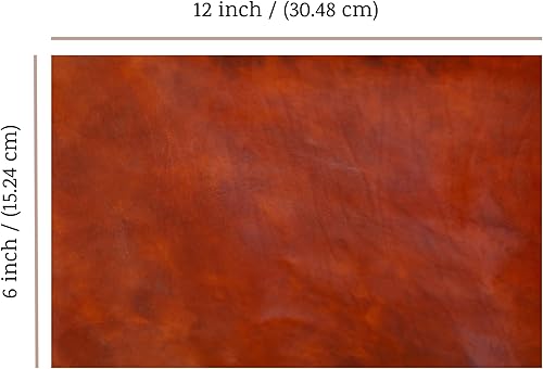 Miniatura 3 de Hoja de cuero curtido vegetal de grano completo cuadrado de 0.047-0.063 in (3-4oz) de grosor para manualidades de cuero (6 x 12 pulgadas, coñac)