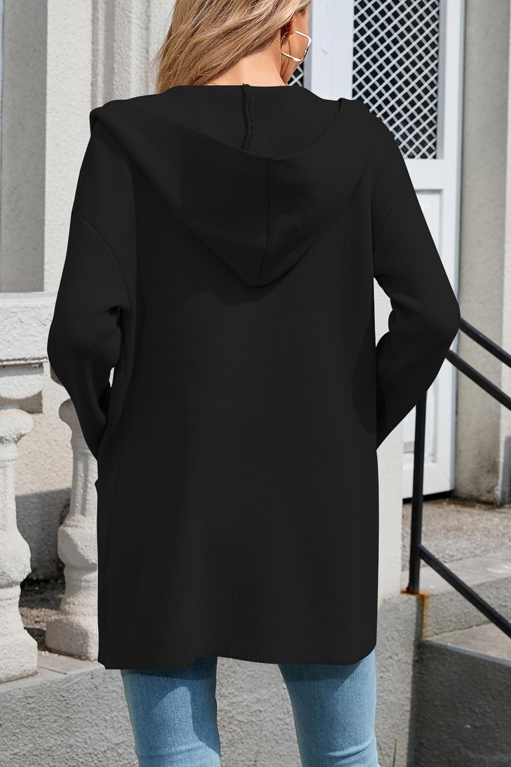 Cakulo Womens Long Hooded Cardigan Sweaters Oversized Fall Cardigans 2025 Open Front Knit Sweater Coats Pockets - Image 6