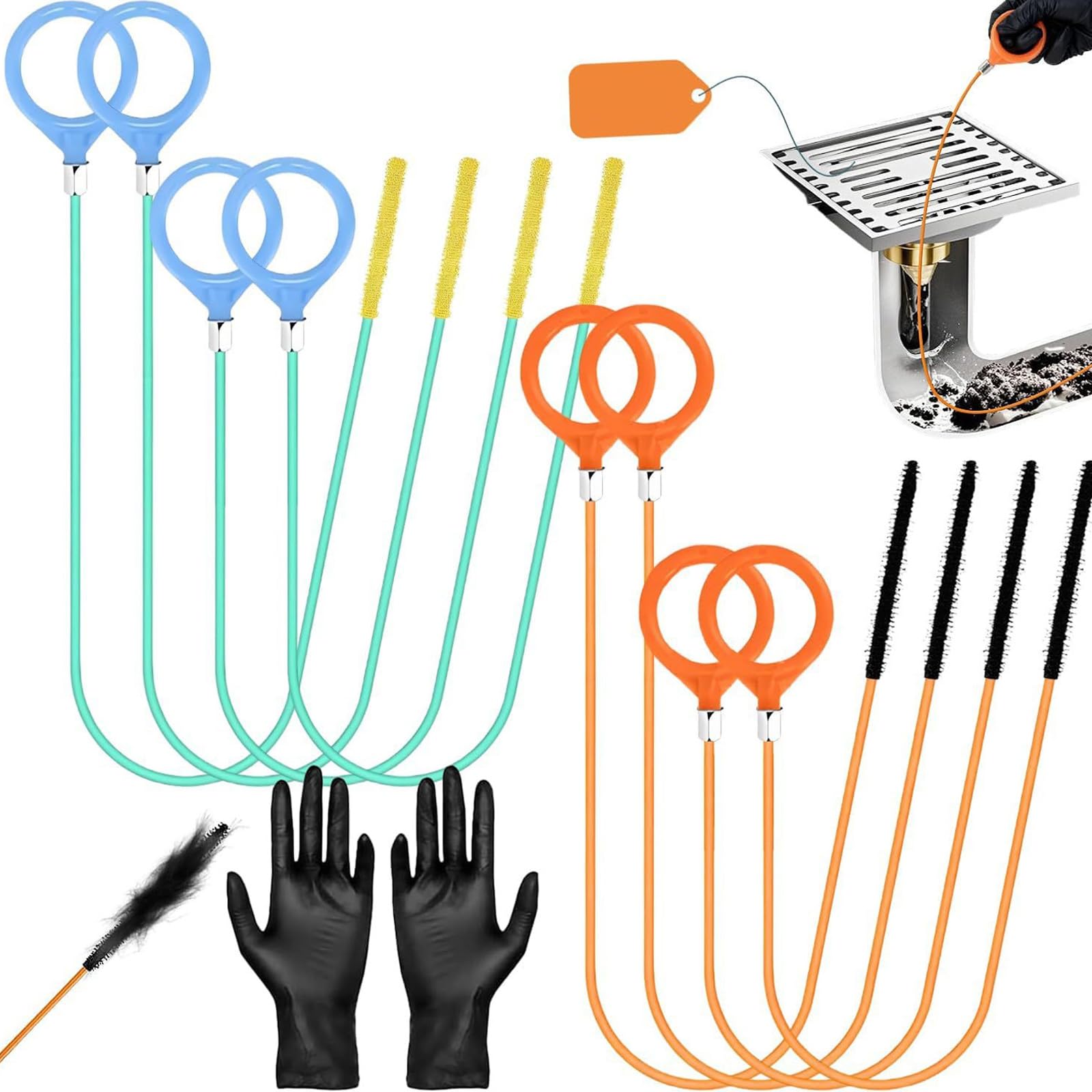 WEILWH Professional Drain Brush Tool for Sink and Shower Clogs, Heavy-Duty Design for Efficient Unclogging Nylon Pipe Cleans Brush