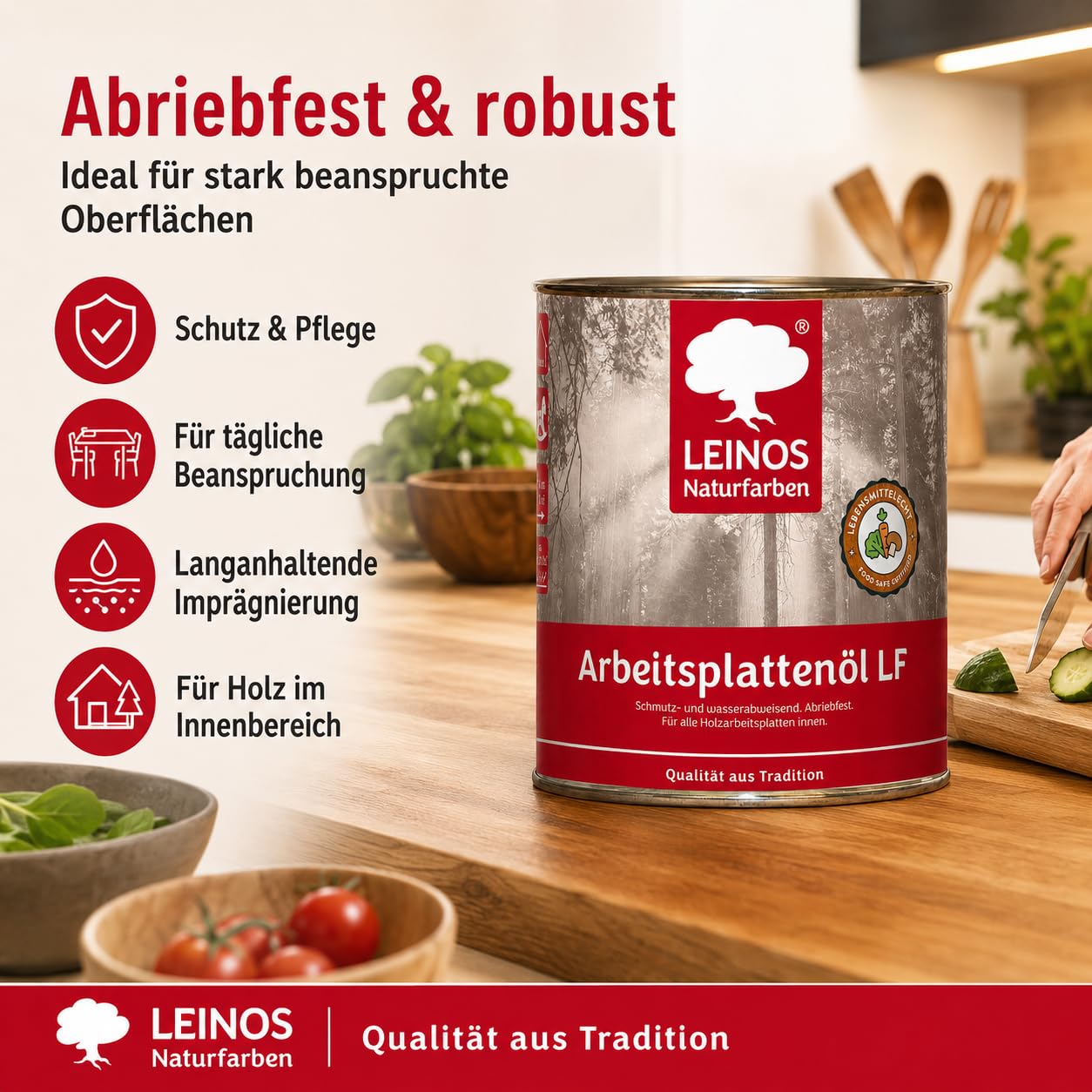 LEINOS Arbeitsplattenöl LF 283 | Holzöl innen Möbel & Bau | 0,75 Liter