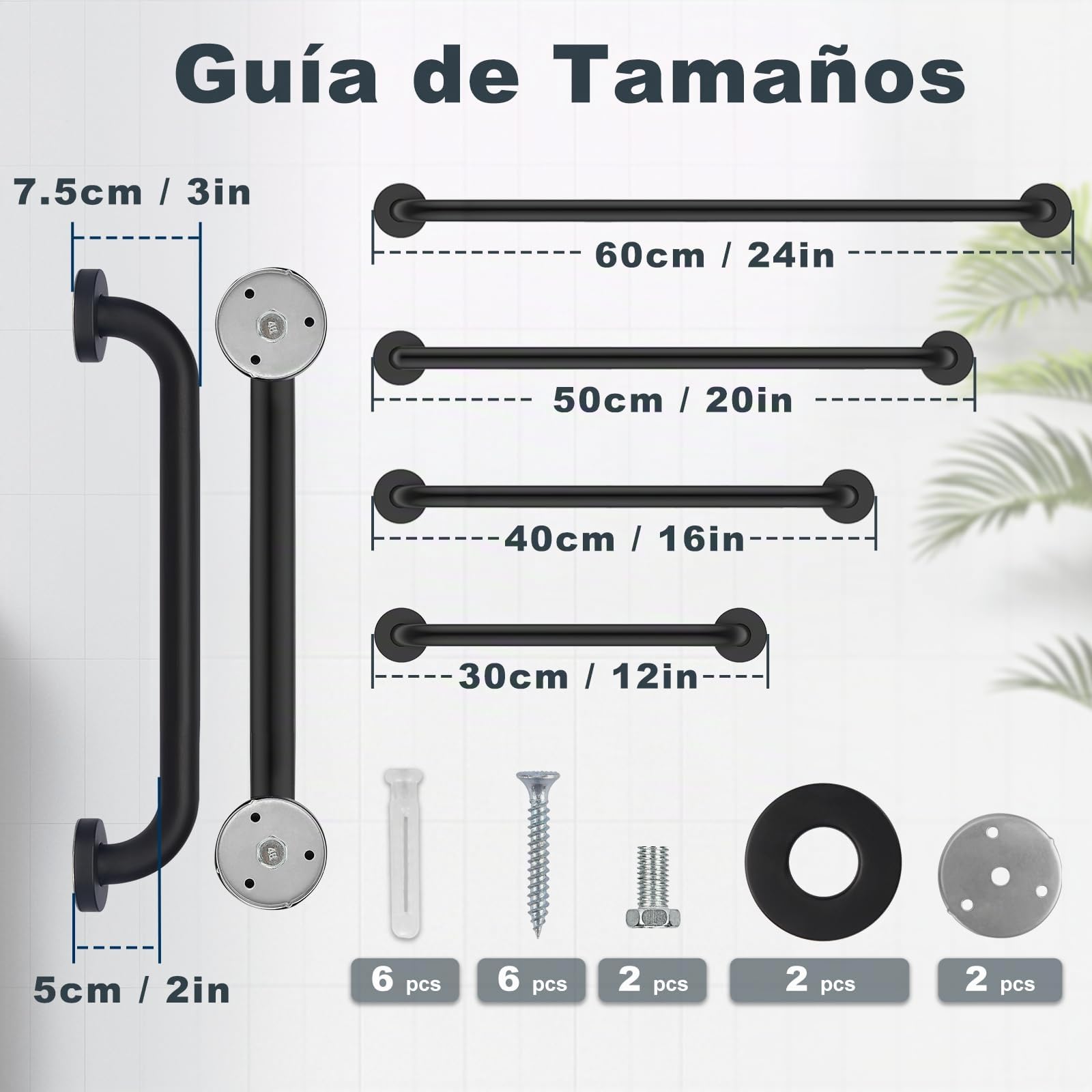 YF Barra de Agarre para Ducha, 60 cm Barra de Agarre de Baño de Acero Inoxidable, Barra de Ducha Antideslizante Negra Asidero para Ducha Barra de Soporte Barra de Equilibrio para Ducha