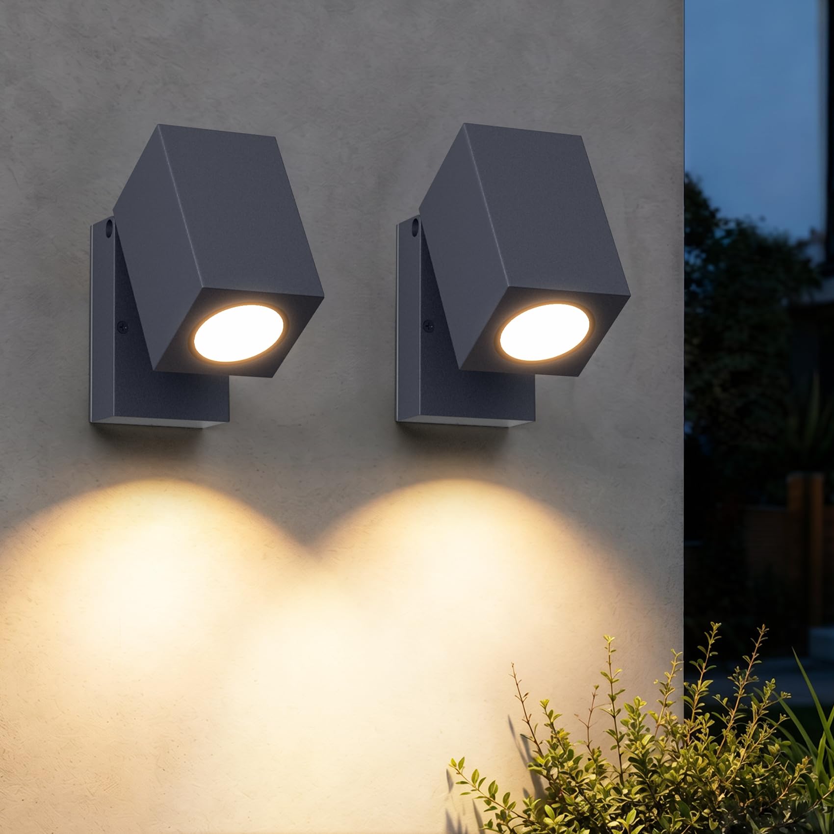 Aipsun 2 PCS LED Lámpara de Pared Interior/Exterior,IP65 Impermeable Apliques de Pared exterior Lámparas de pared de aluminio GU10/90 grados giratorias, casquillo GU10 sin bombilla,Antracita