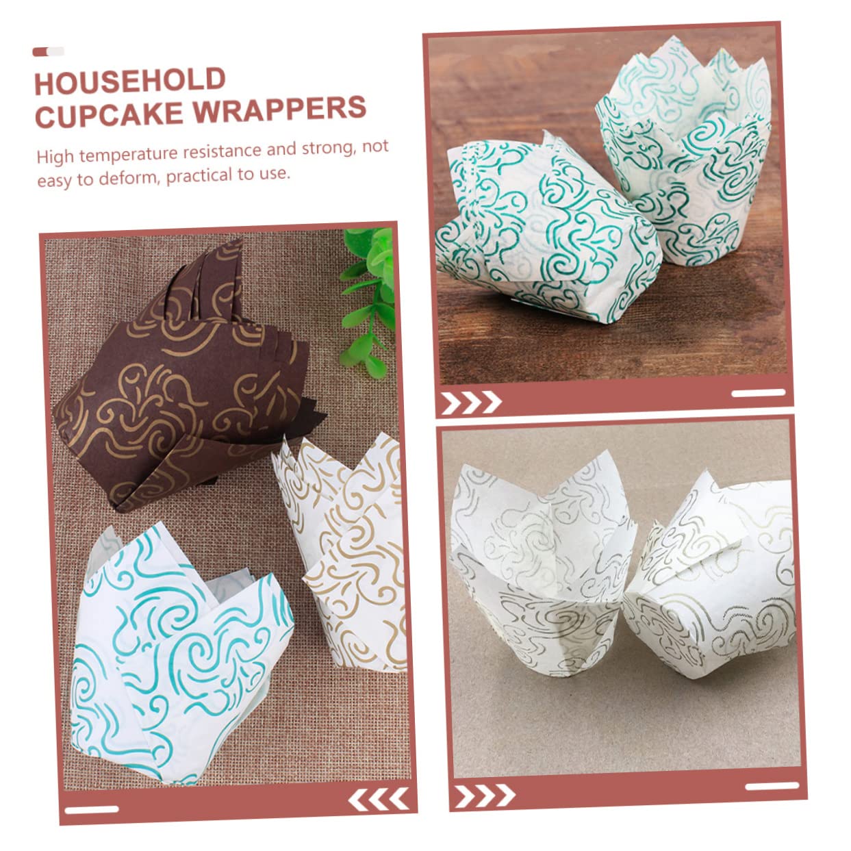 UPKOCH 300 Piezas Tazas De Pastel Vasos De Papel Para Cupcakes Moldes Dorados Para Cupcakes Tazas De Cupcake De Tulipán Revestimientos Para Hornear Muffins Caja De Pastel Bebé Delicado