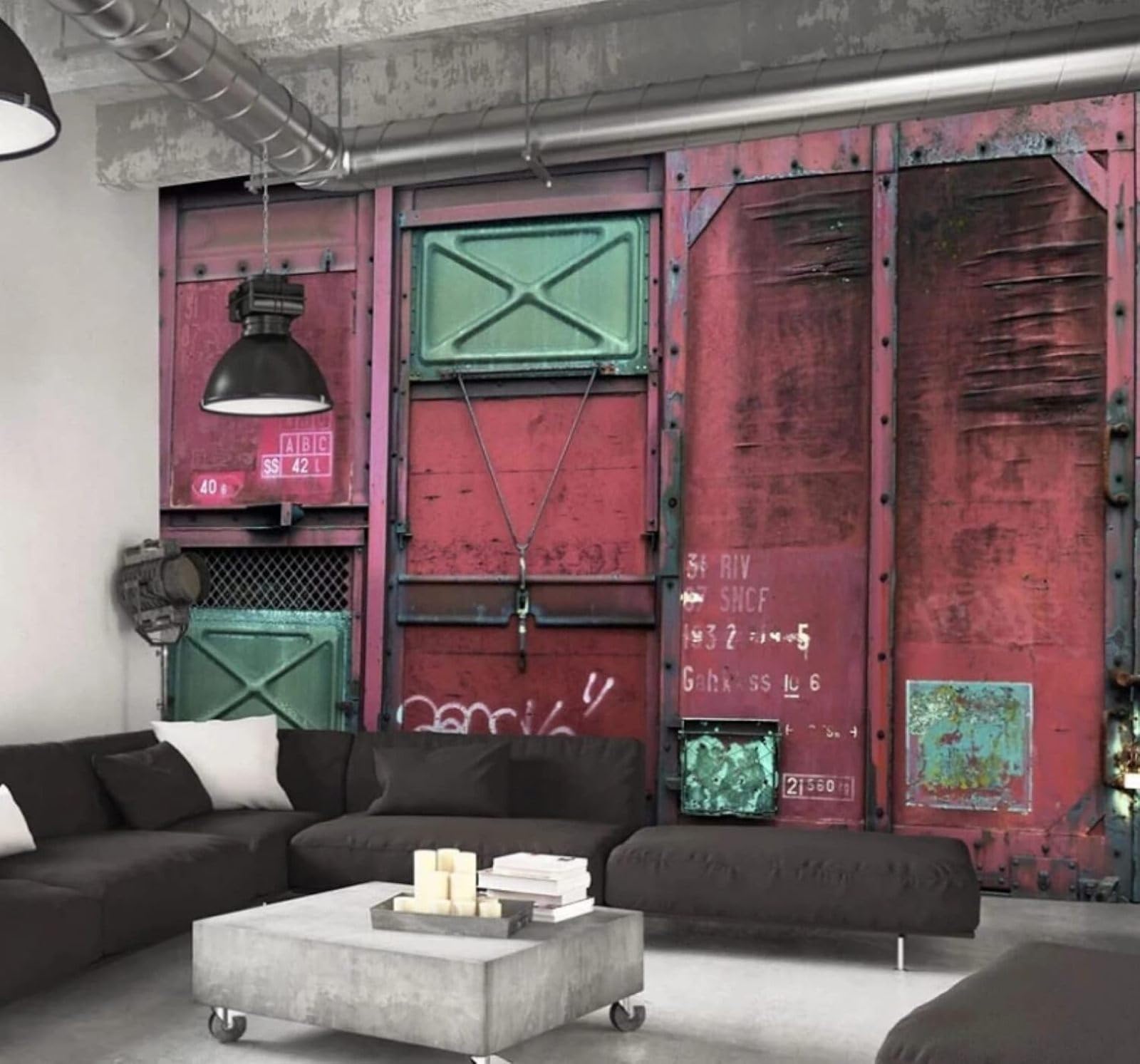 XLMING Vintage Nostalgic Metal Plate Art Industrial Style 3D Wallpaper Luxury Home Dining Decor Paste Sofa Living Room The Wall for Bedroom Mural-200cm×140cm