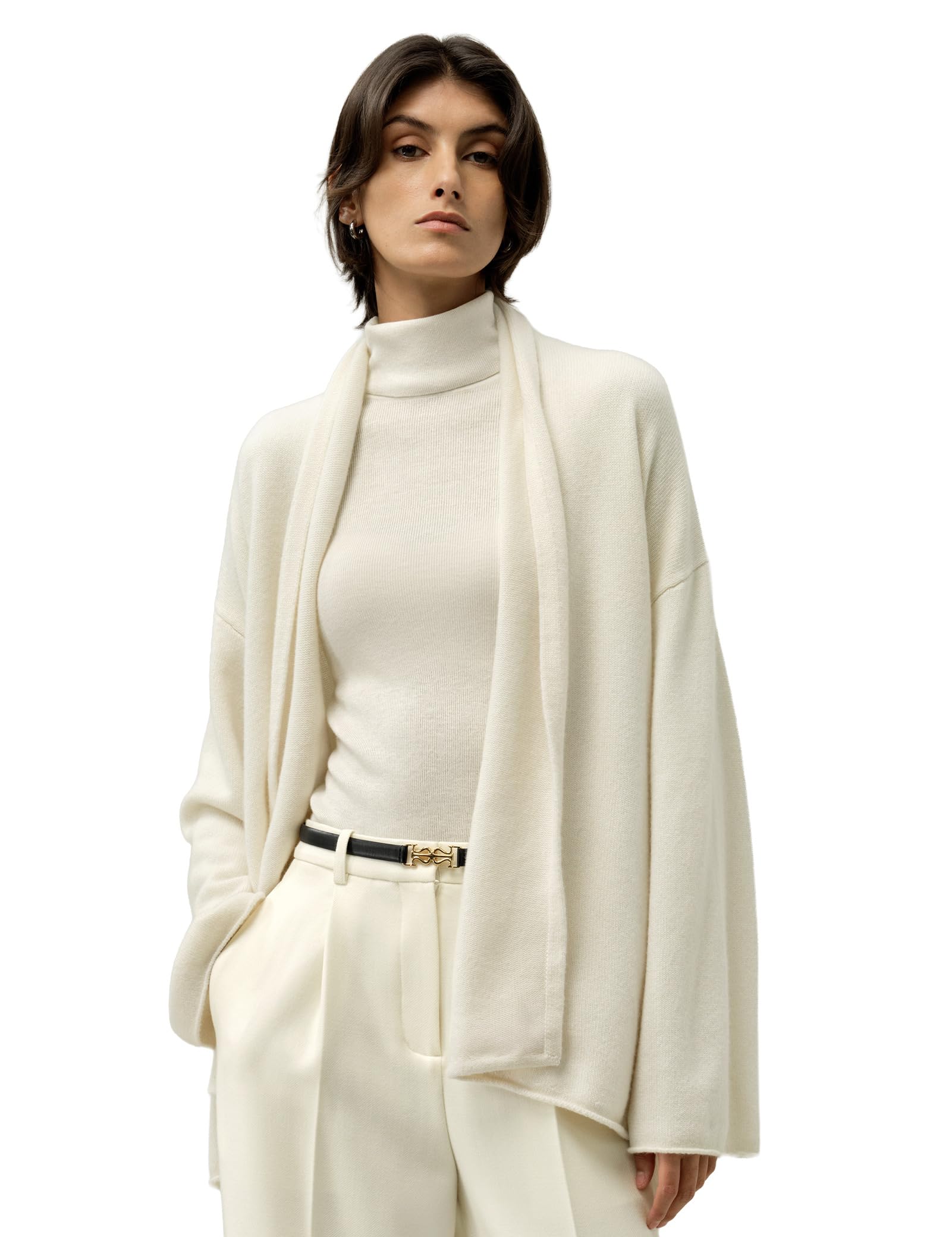 LilySilk Pure Cashmere Cardigan for Women Oversize Warm Sweater with Belt Soft Top for Ladies