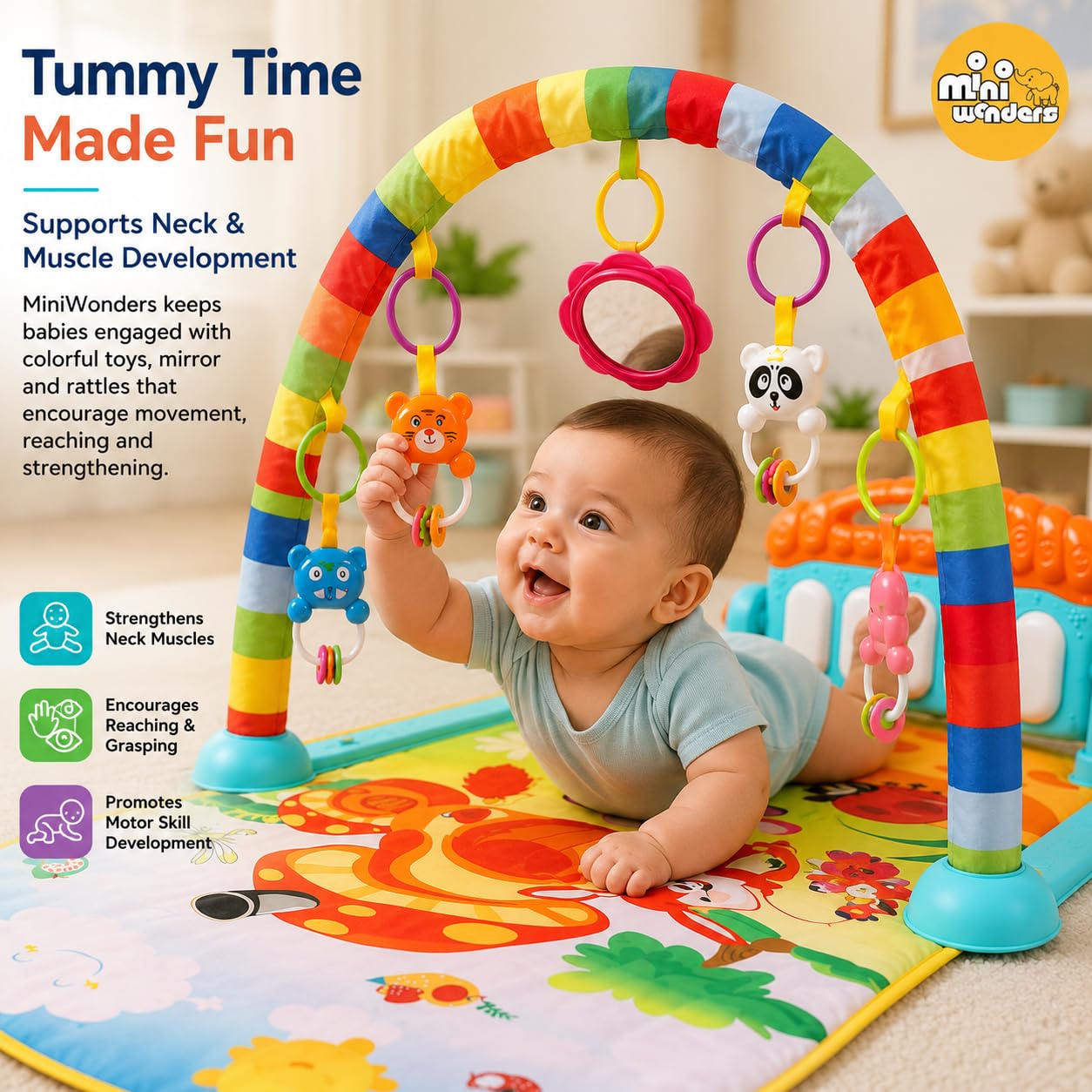 Mini Wonders Baby Gym - Tummy Time Activity Mat -4
