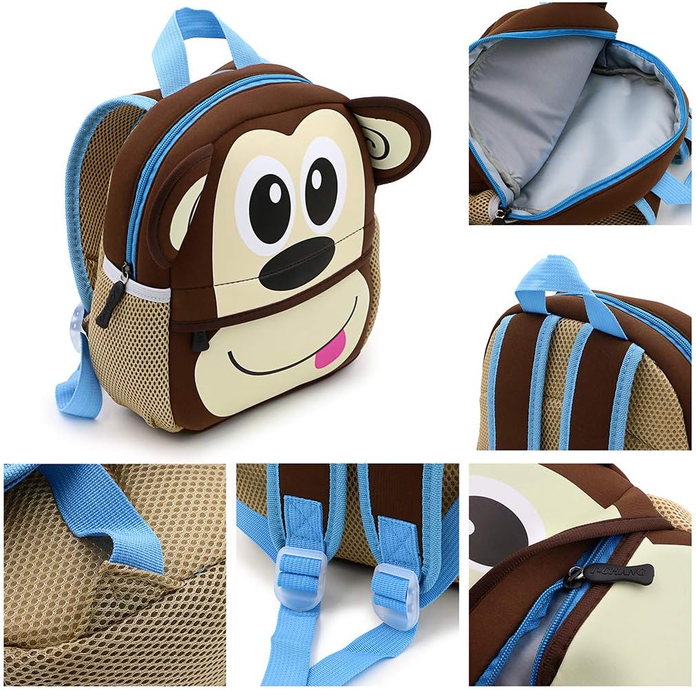 Hipiwe Little Kid Toddler Backpack Baby Boys Girls Kindergarten Pre School Bags Cute Neoprene Cartoon Backpacks (Monkey) - Image 6