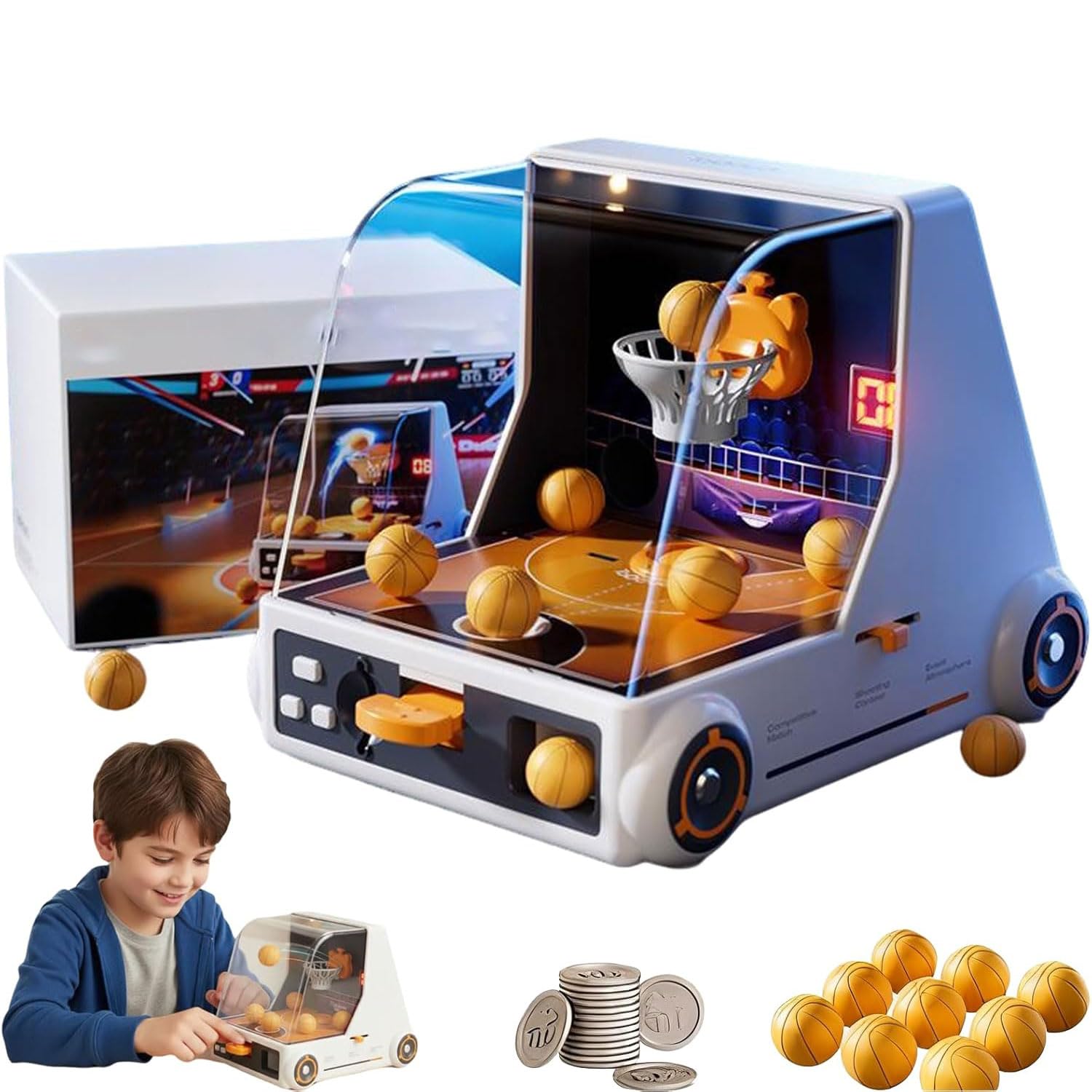 Mini Desktop Basketball Shooting Game, 2026New Mini Basketball Game, Mini Tabletop Basketball Games with Dynamic Lights & Sounds, Portable Table Basketball Toys for Children Kids Age 3+ (Upgraded)