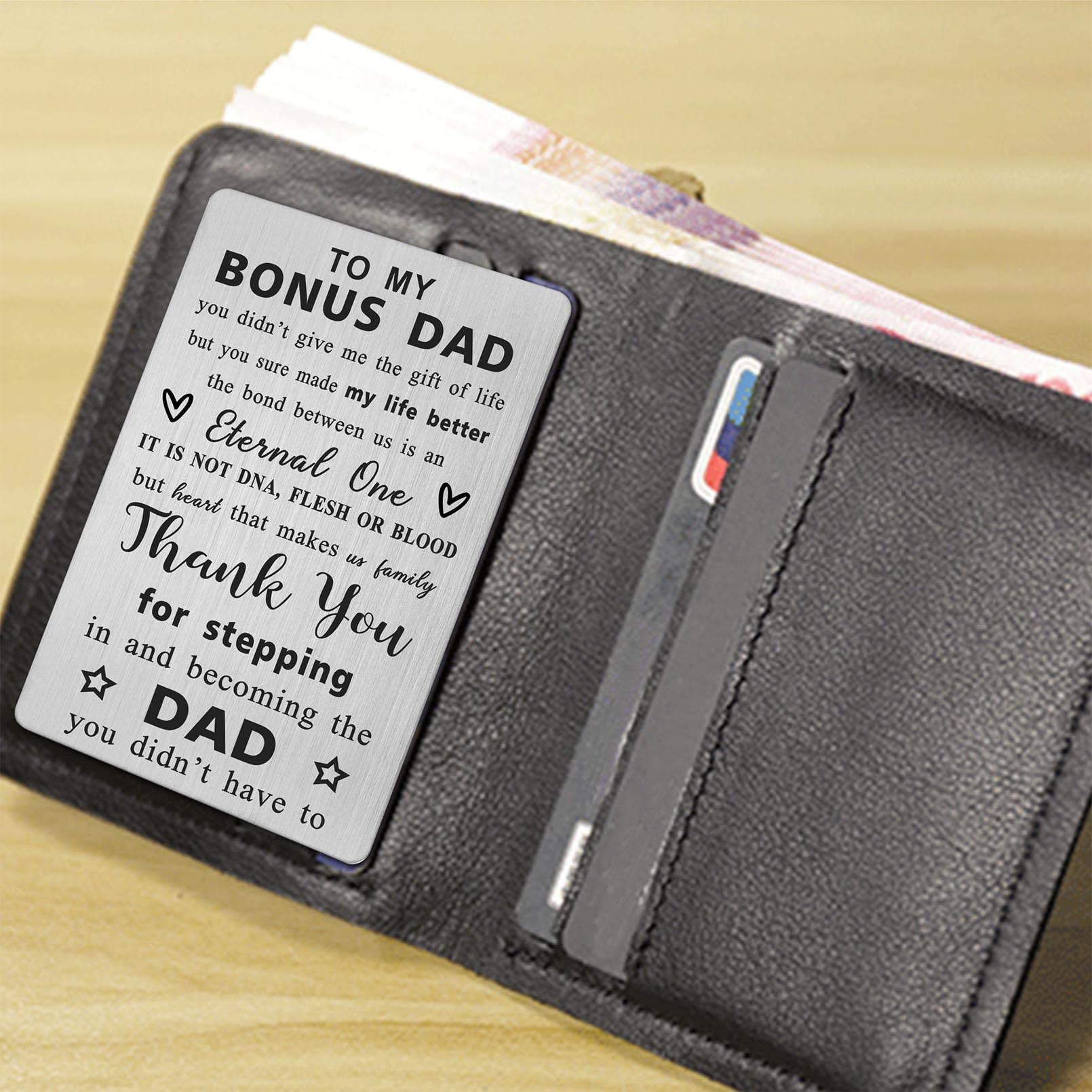 To My Bonus Dad - Heart Makes Us Family - Bifold Wallet