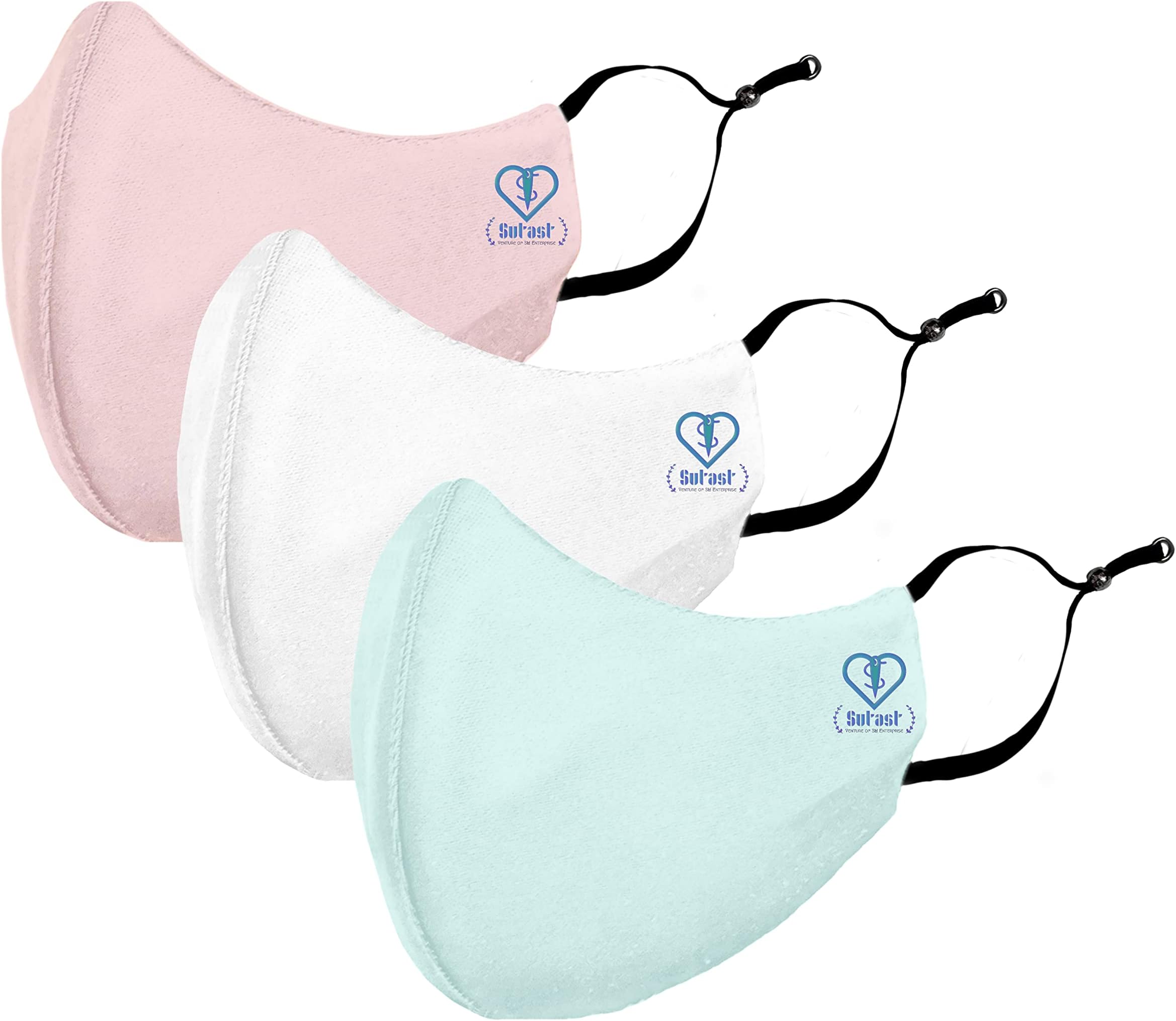 SUTAST SUPER SAFETY 3 LAYER Reusable, Washable Cloth Mask (Multicolor, Free Size, Pack of 3,Light Shades)