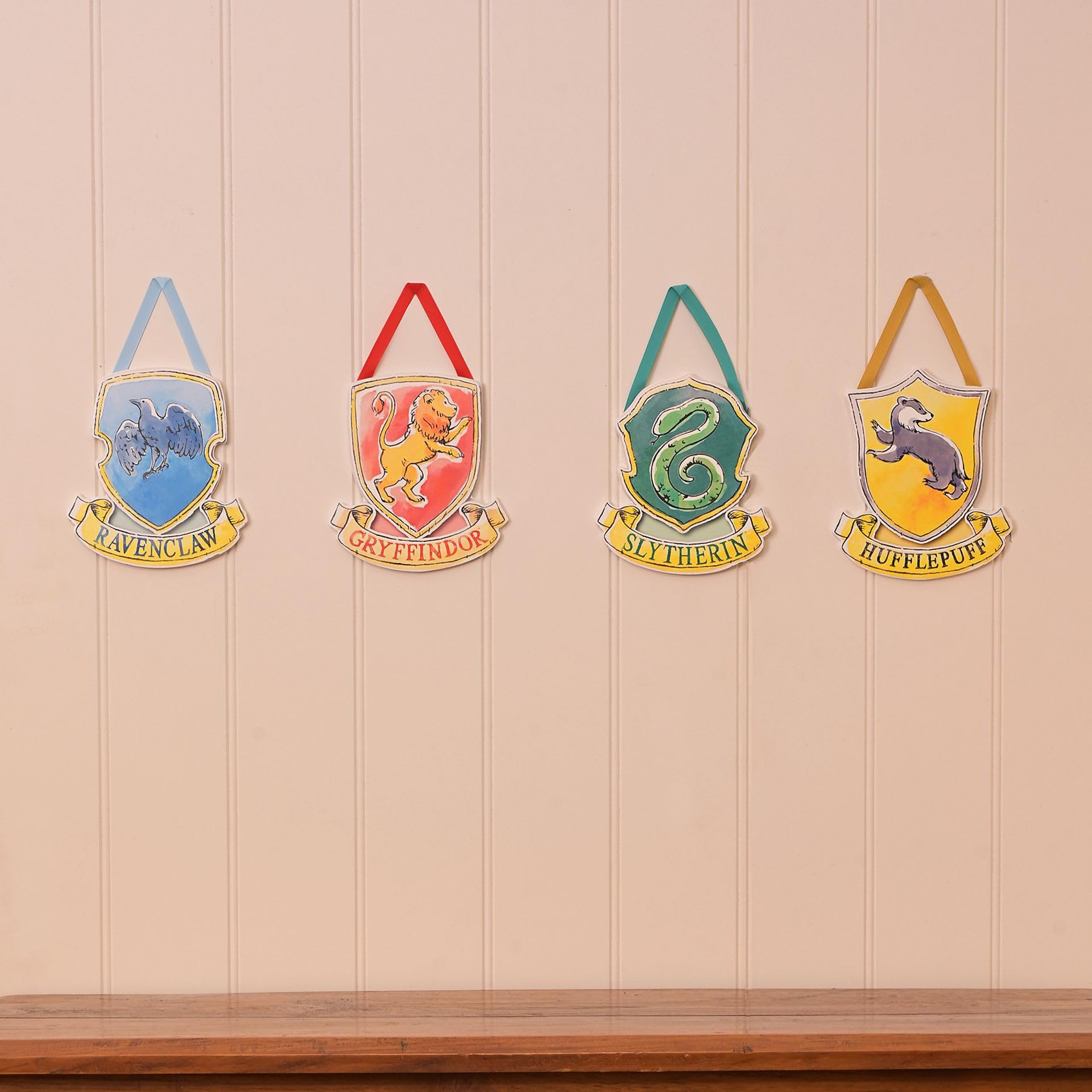 Harry Potter Set Of 4 Hanging Wall Plaques - Hogwarts House Crests Signs, Multicoloured, 14.5cm x 15cm - Image 2