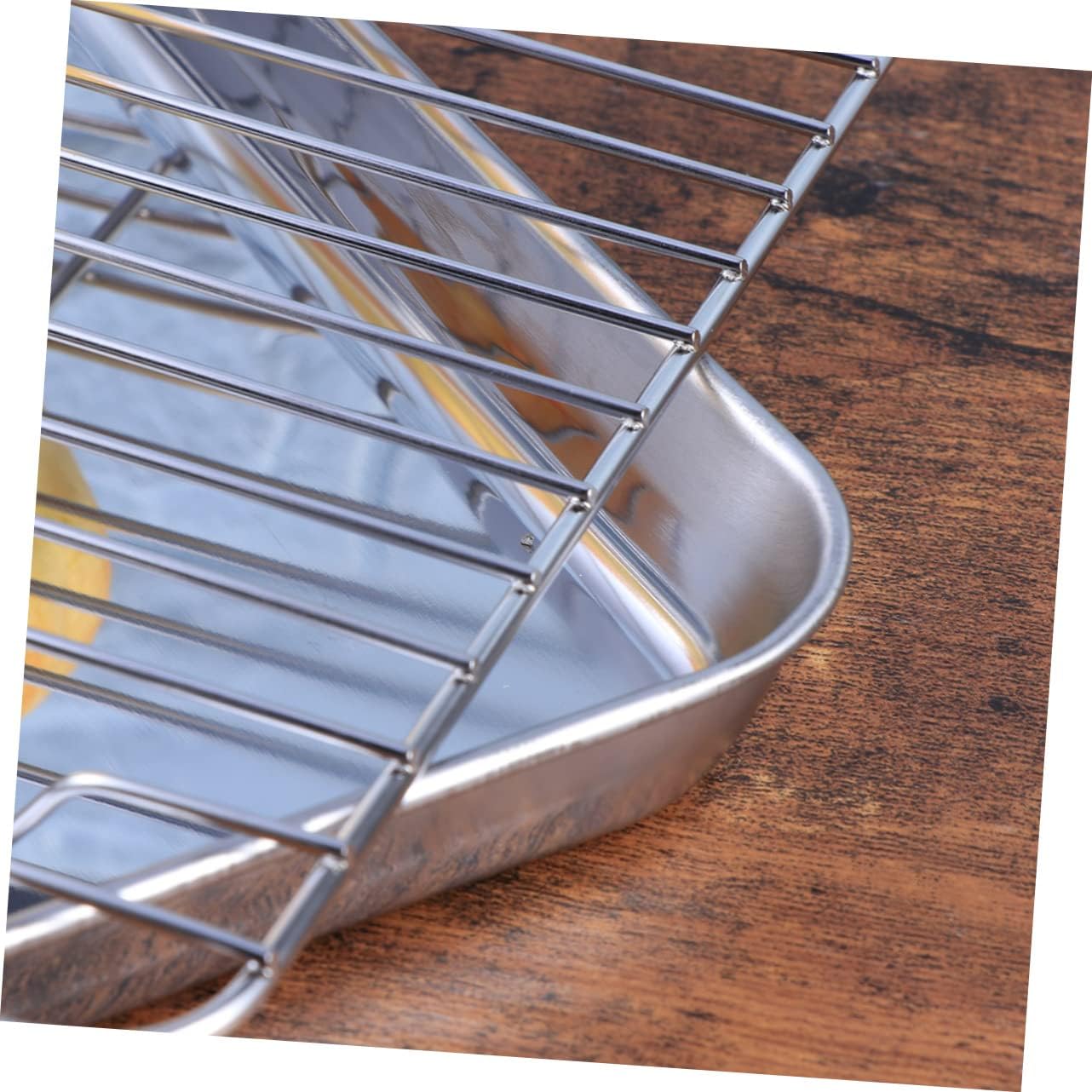 2pcs Stainless Steel Baking Sheet and Rack Set Bakeware Pan for Cakes Cookies and Puddings Easy Cleanup Cooling Rack Tools for Home and Restaurant