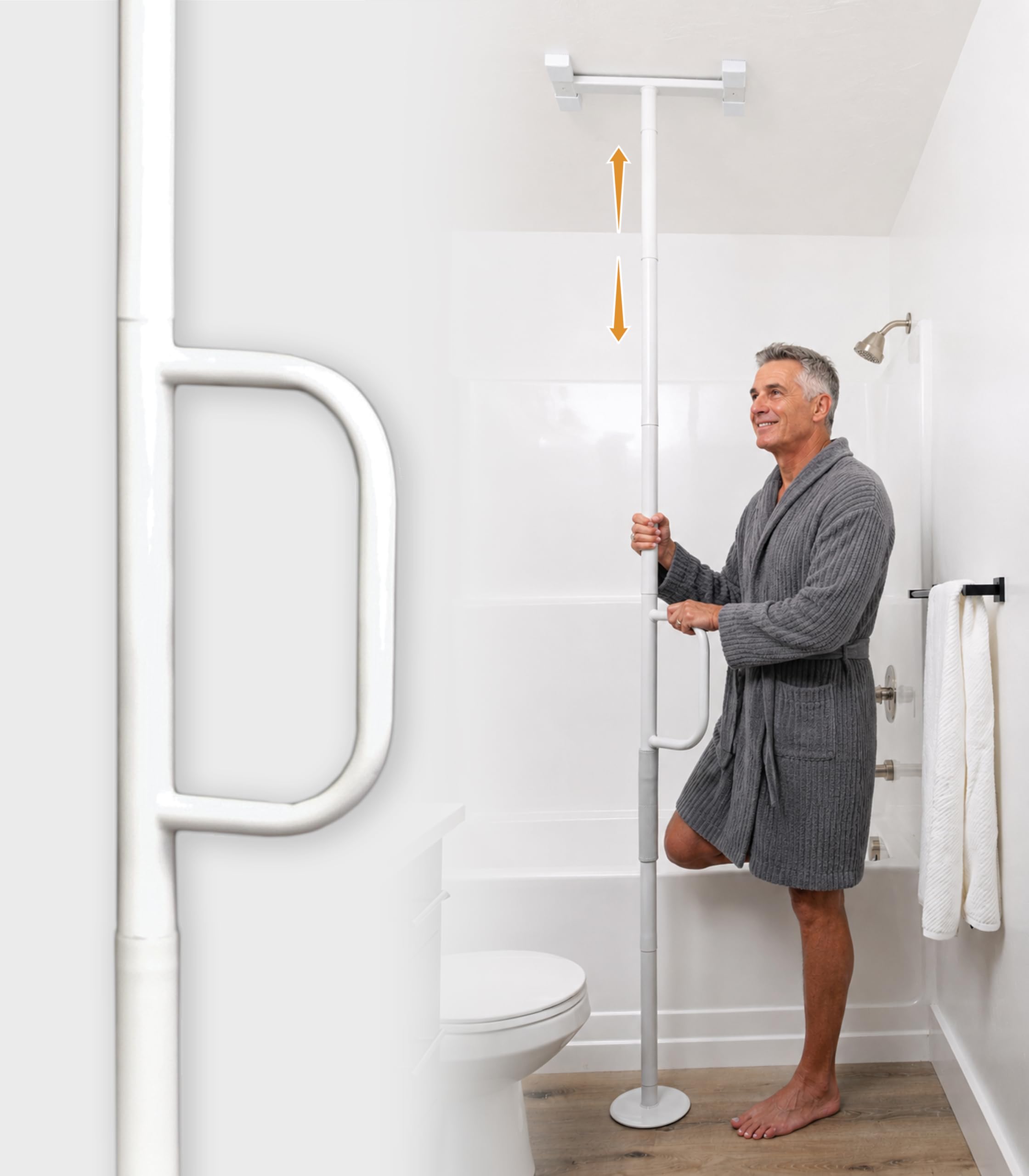 Able Life Universal Floor to Ceiling Grab Bar, Barra de Asistencia para Personas Mayores, Barra de Apoyo Baño, Barra Banera Seguridad, Asidero Baño