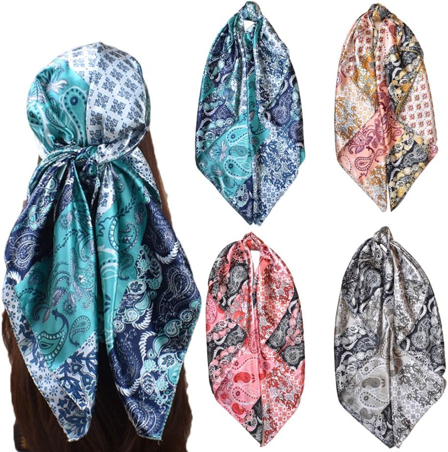 upeilxd 35” Hair Scarf for Women Satin Hair Scarves Silk Bandanas Scarf Headscarf Hair Wrapping and Sleeping