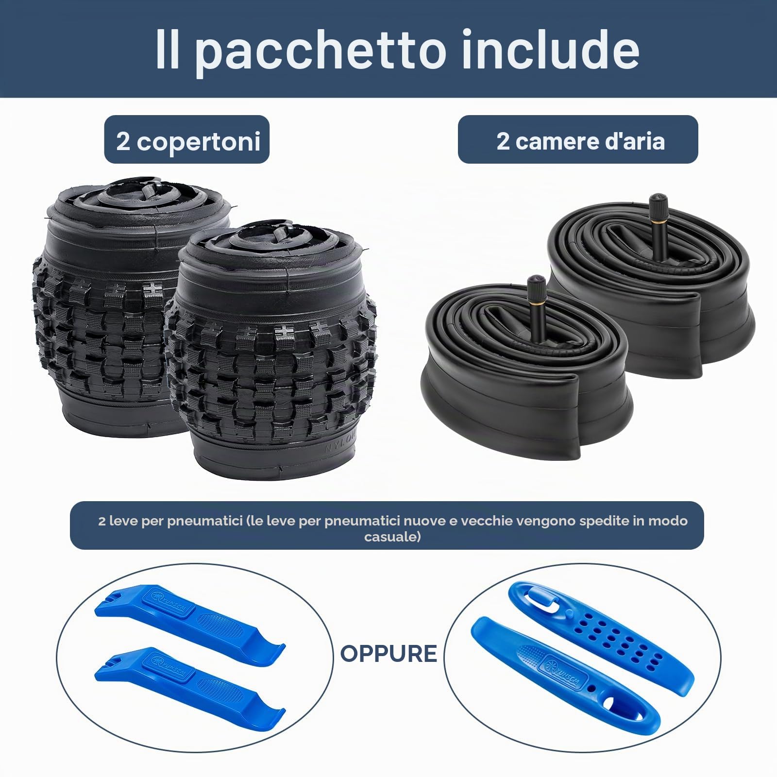 YunSCM 2Pcs Pieghevole 20 pollici pneumatici 20x2.25 ETRTO 58-406 e 2Pcs 20 pollici Camera d'aria AV32mm valvola Schrader, compatibile Bicicletta 20x2.20 20x2.25 20x2.30 Copertoni e Camera d'aria