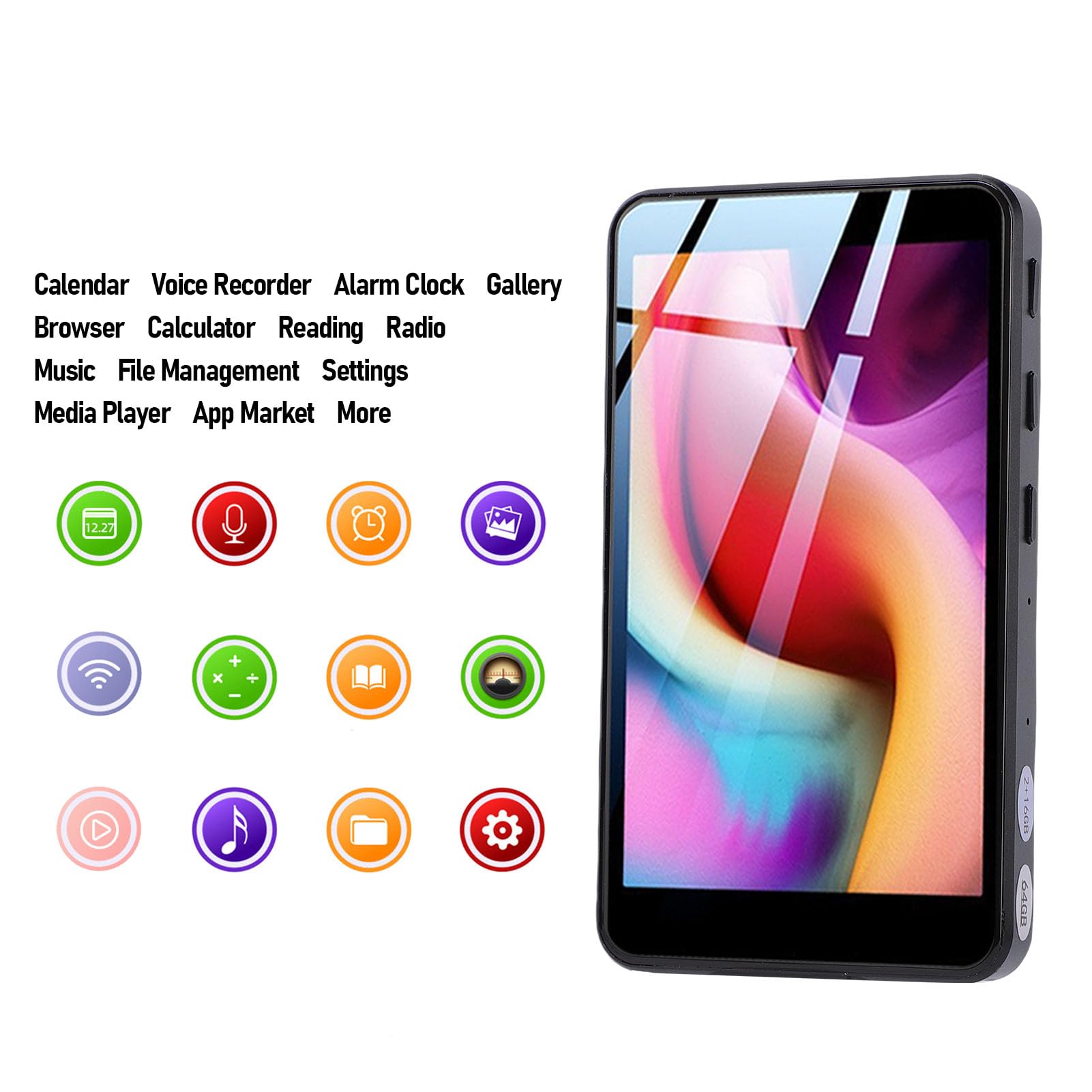 Lettore MP3 Bluetooth, 80GB di capacità, per Uso Quotidiano | Touch screen completo, audio HiFi, connettività WiFi, design portatile