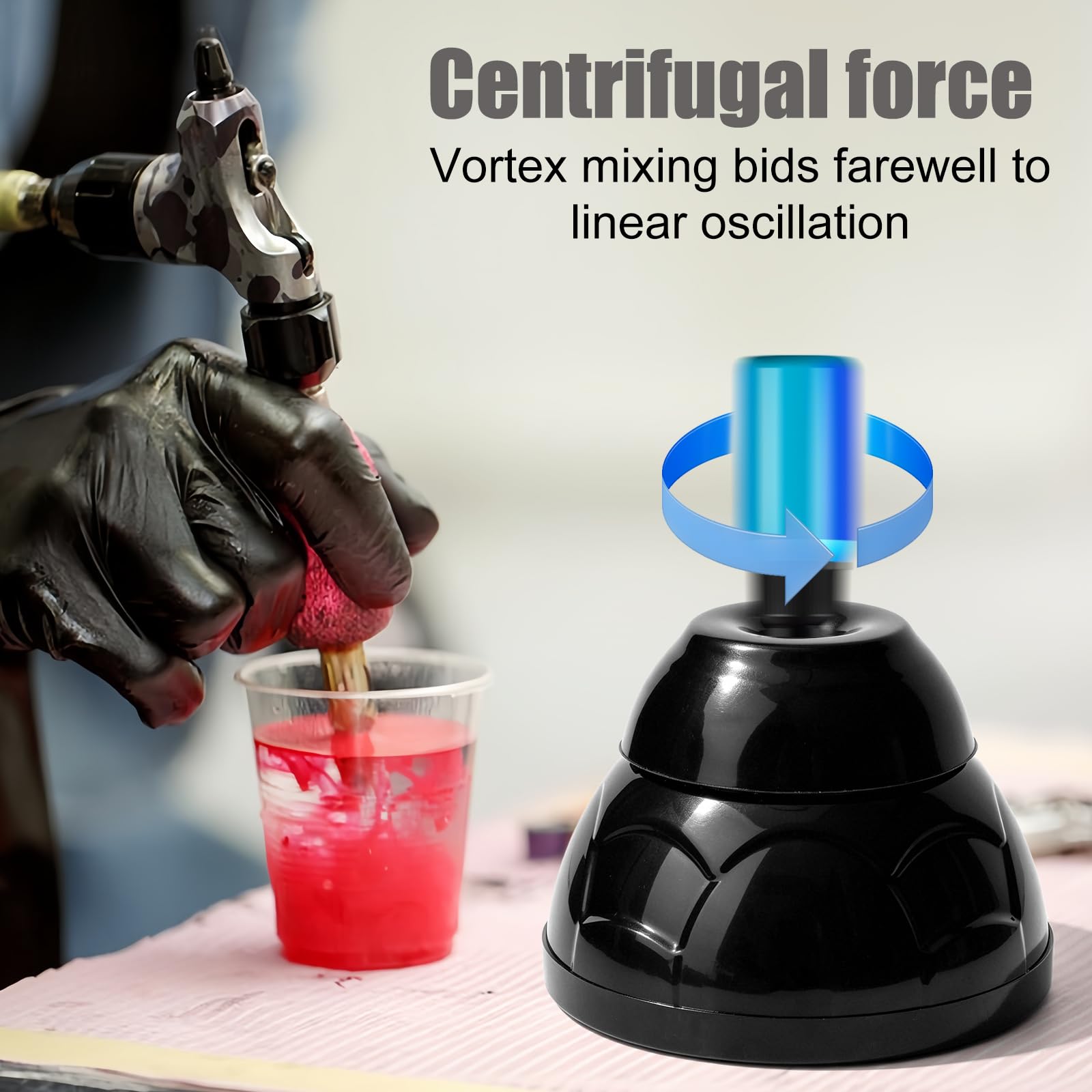Vortex Mixer Mini 5200 U/min, Lab Vortex Mischer, Elektrischer Mischer Paint Shaker mit Touch-Funktion, für Paint Shaker, Nagellack, Wimpern Gel, Tattoo Tinte(Schwarz)