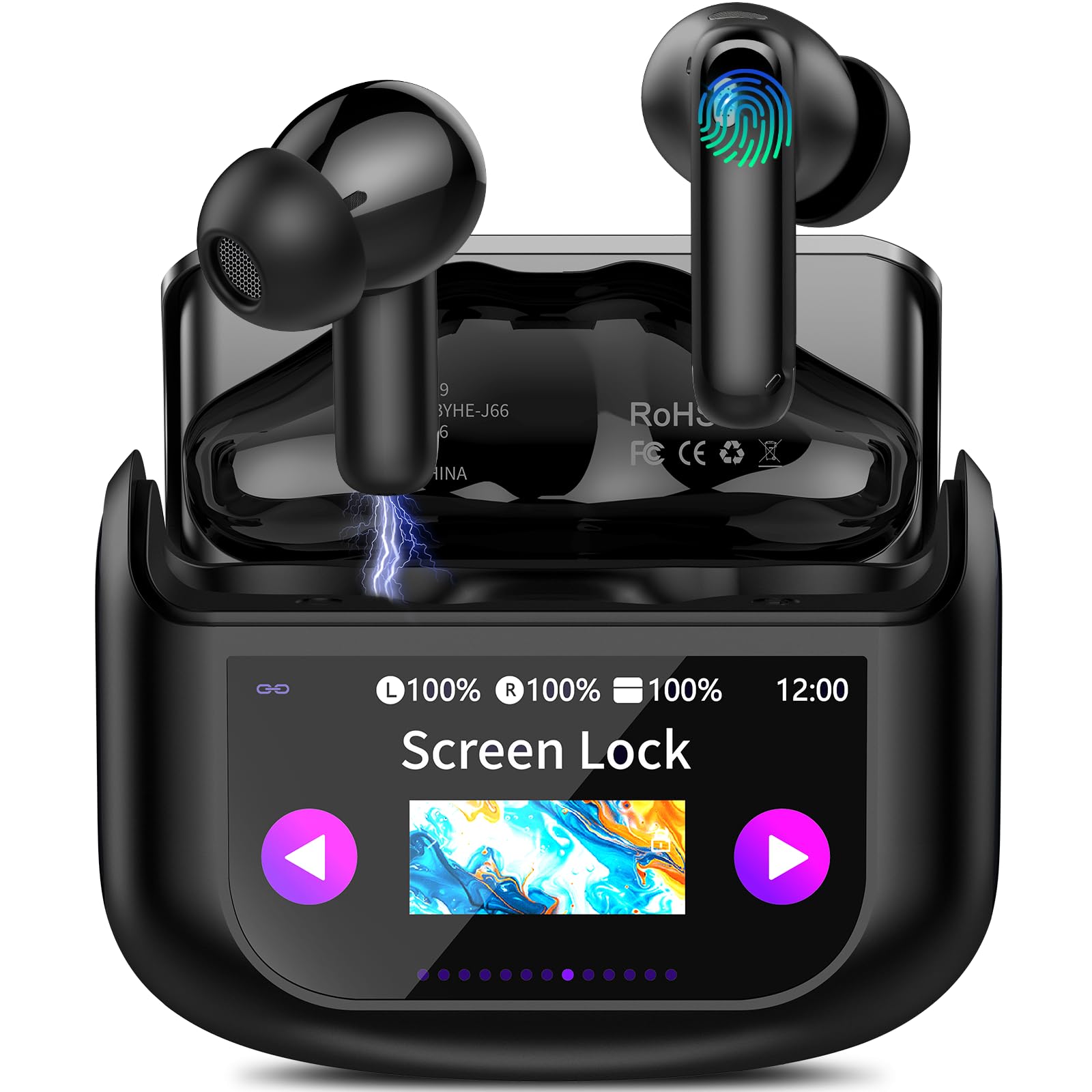 AI Cuffie Traduzione, 4-in-1 Auricolari Cuffiette, Traduttore Istantaneo Vocale in 164 Lingue, Cancellazione Rumore ANC/ENC, 7 Modalità Traduzione, Schermo Tattile LED, Musica/Chiamate/Traduttore
