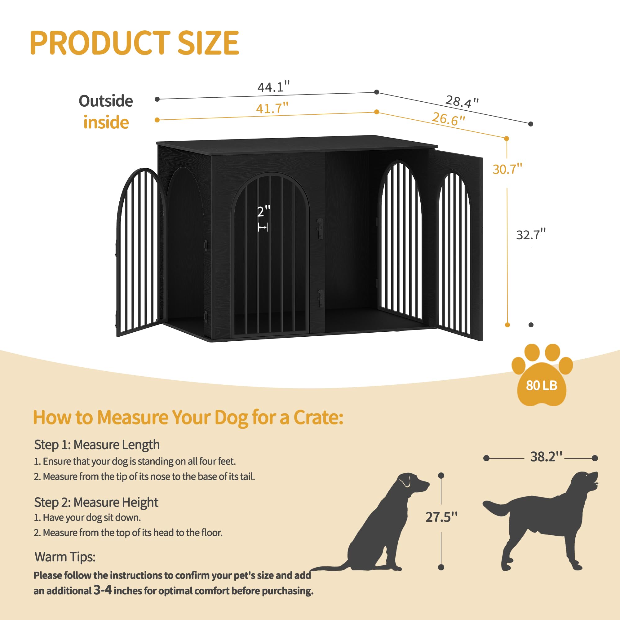 Hzuaneri 44.1'' Dog Crate Furniture,Dog Kennel Indoor for Medium/Large Dogs