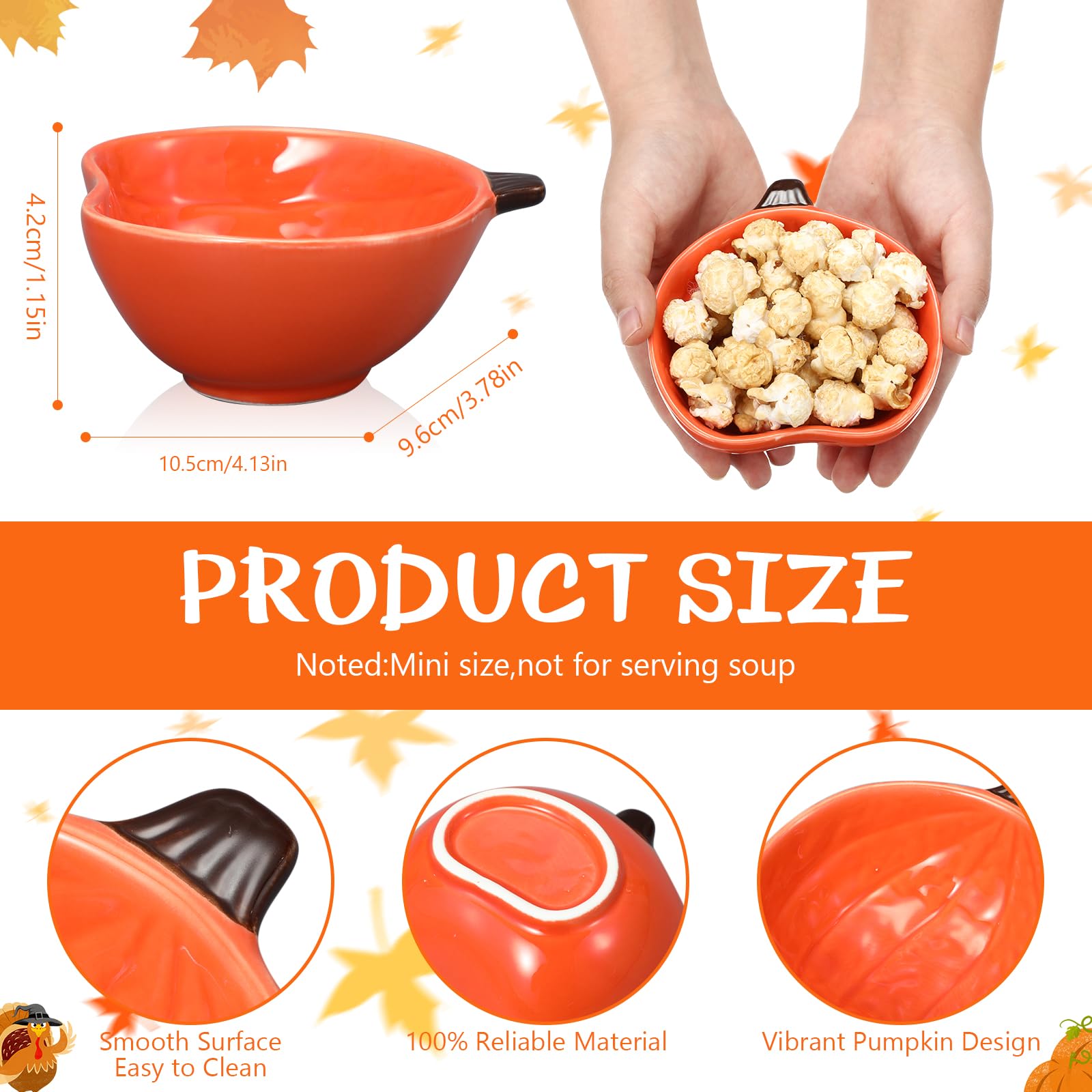 12 ramequines de otoño de 6 onzas, aptos para horno, ramequines de cerámica de calabaza, platos pequeños para crema, plato para hornear calabaza, platos de cuenco con forma de calabaza para cocina,
