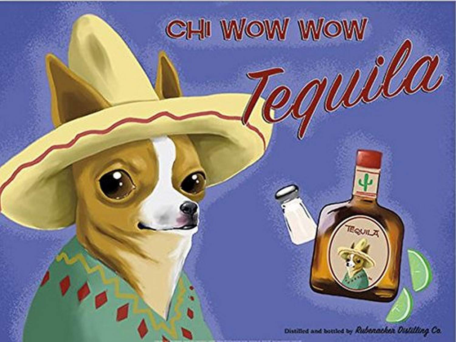 Chi Wow Tequila chihuahua by Brian Rubenacker 24x18 Art Print