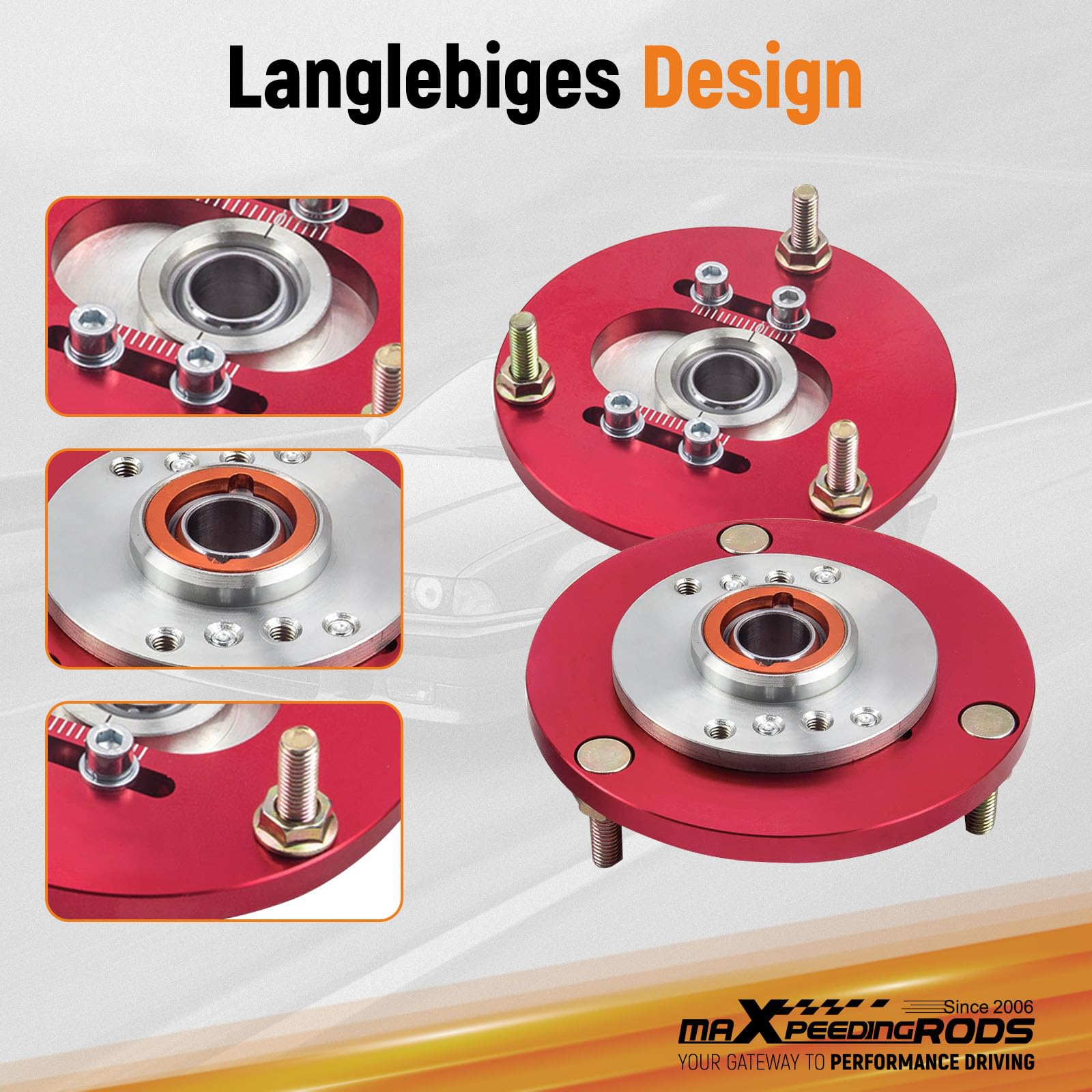 maXpeedingrods Piastre di camber caster Domlager Supporti superiori per BMW Serie 3 E36 325 91–98 rosso