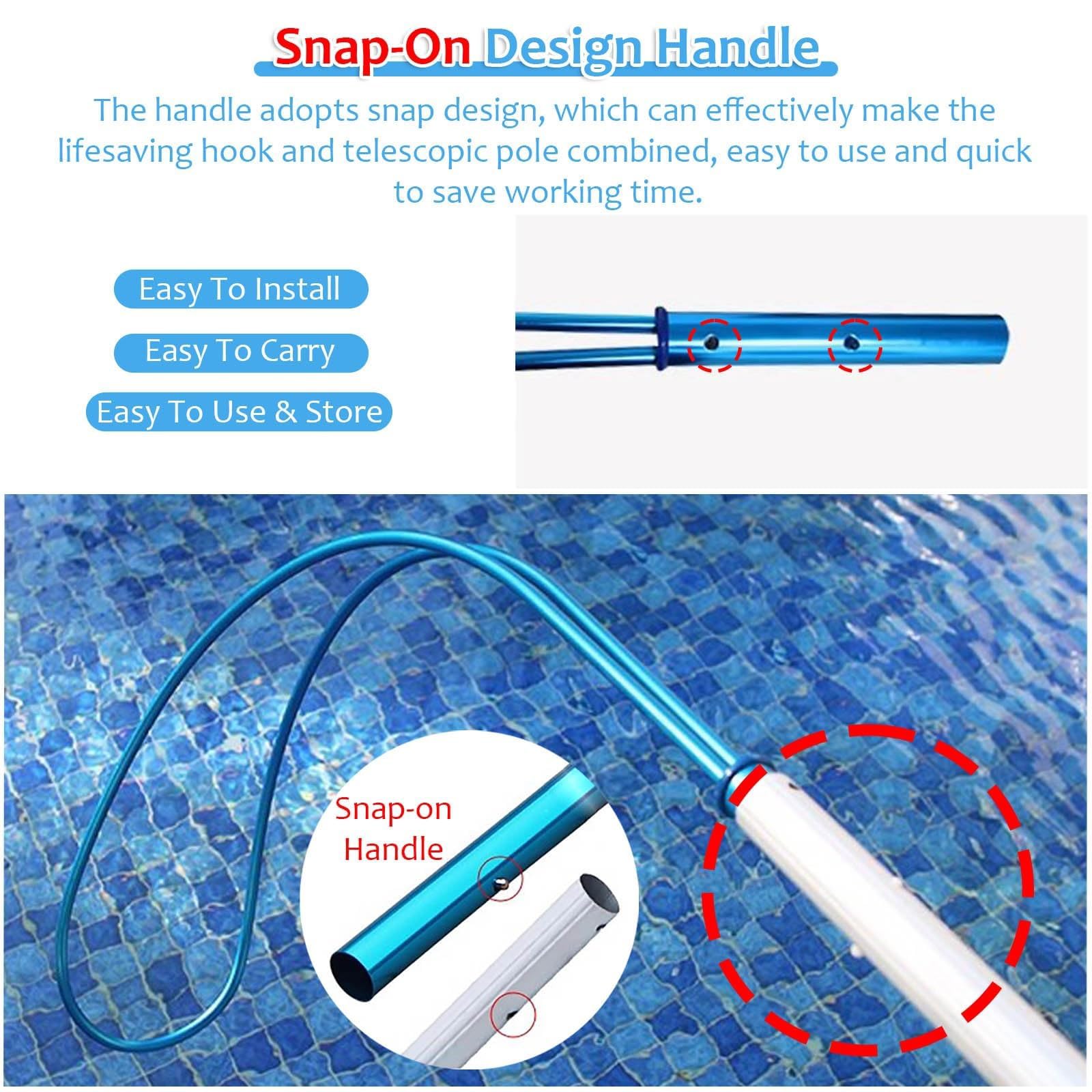 Poste de Rescate para Piscina, Poste de Rescate de Emergencia para Piscina, Gancho de Seguridad telescópico de 90 cm a 4,8 m, Resistente, para Adultos y niños, Herramienta Salvavidas ajustab