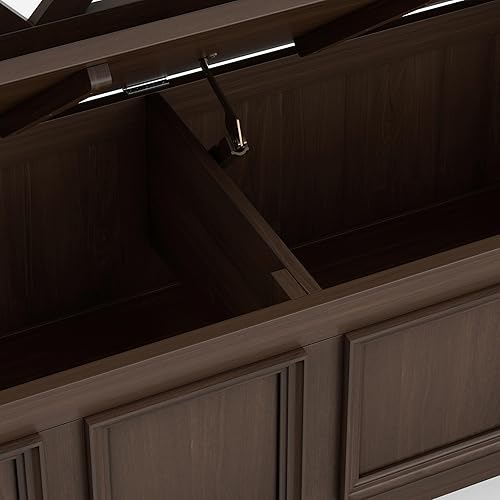 Vista 62 de SIMPLIHOME Amherst Banco de almacenamiento de entrada, asiento de pasillo de madera maciza de 48 pulgadas de ancho en gris niebla, banco