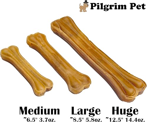 Miniatura 3 de Pilgrim Pet Paquete de 5 huesos de cuero crudo comprimido de primera calidad para perros, huesos 100% naturales de larga duración para masticadores