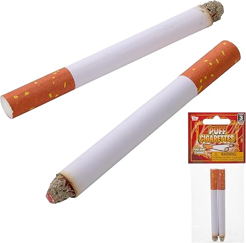Cigarrillos falsos de hojaldre que soplan humo, paquete de 2, cigarrillos de imitación de 3.25 pulgadas con un aspecto realista, accesorio para