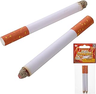 Playbees Fake Puff Cigarettes That Blow Smoke - 2 Pack - 3.25 Inch Faux Cigs with a Realistic Look - Prop for Prank, Halloween Costume, Movie, or Theater Play - Fun Gag Gift, Novelty Toy