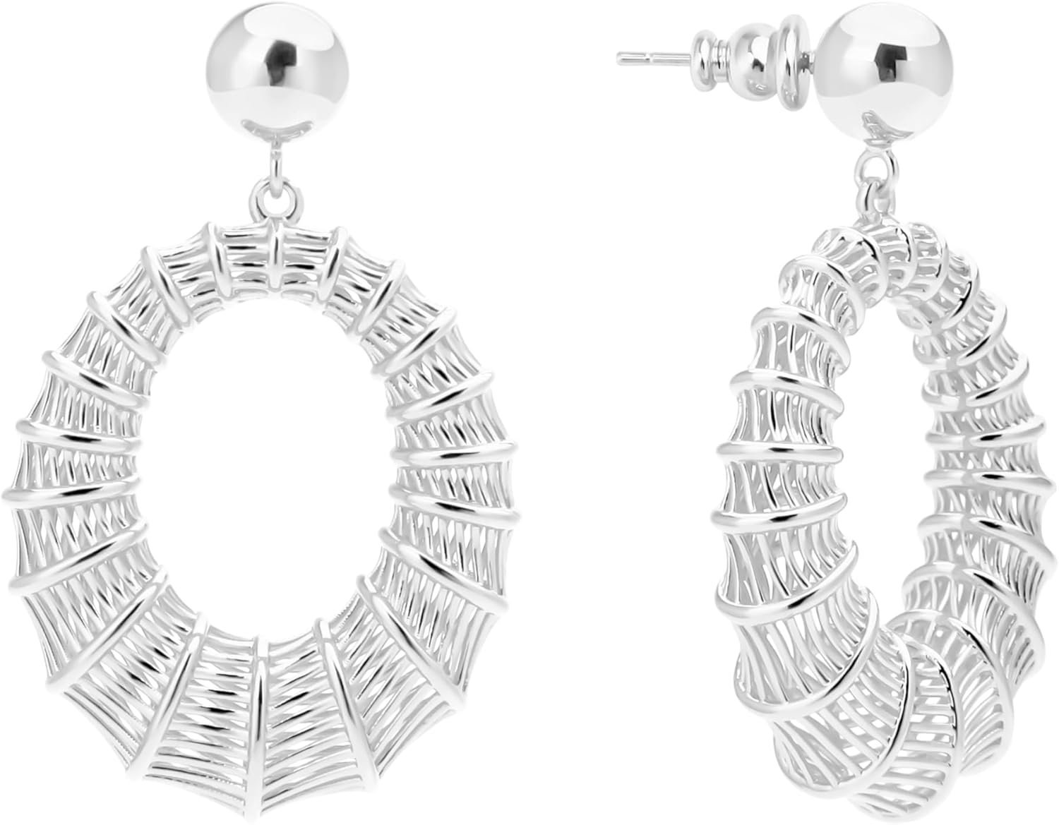 18K Gold Dangle Women's Earrings,Thick and Sturdy, Fashion Jewelry, Exaggerated Dangle Hypoallergenic Earring, Trendy hoop Earrings.