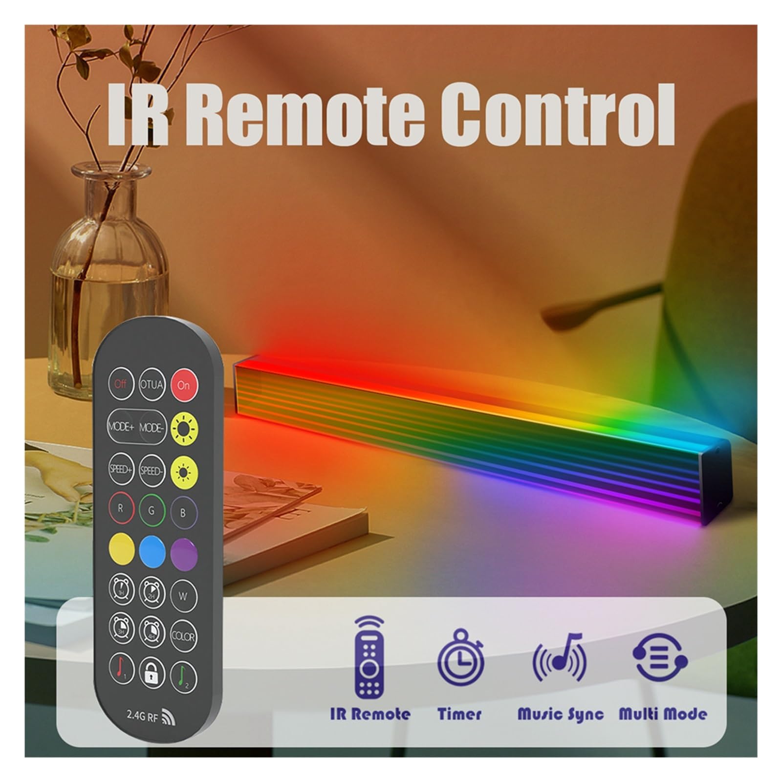 Lampa Stojąca Światło LED RGB Para Wystrój Pokoju Lampa Otchłań Bluetooth Nocne Oświetlenie Otoczenia Pulpit Nastrojowe Do Telewizora Gry Komputerowe Prezent Na Boże Narodzenie(Black)