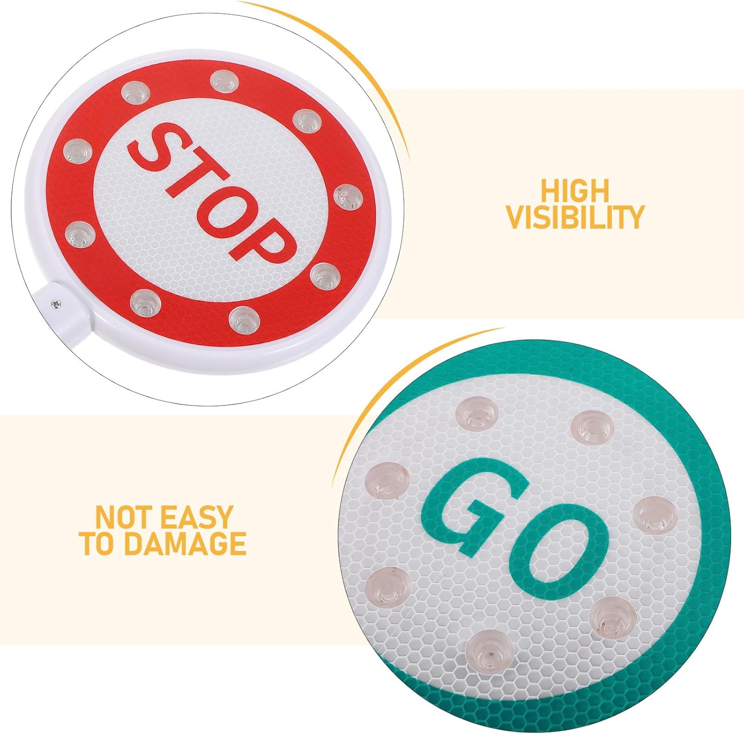 2pcs Stop Signs: LED Handheld Stop Signs - Double Sided Traffic Paddles for Parking Garage Safety Warning - Portable Paddles for Traffic Control