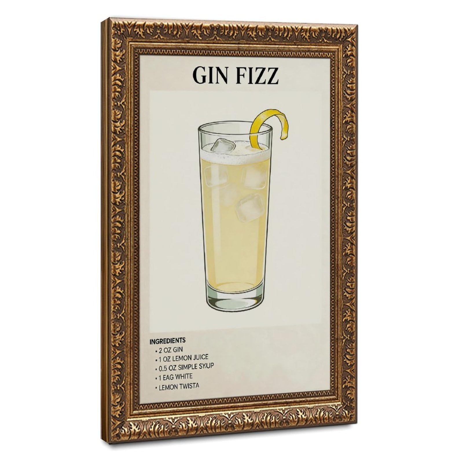 Bareronor Gin Fizz Cocktail Canvas Poster for Bedroom Decor Gift