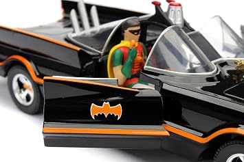 Jada, 253215001, Batman 1966 Classic Batmobile 1:24, 7 cm Figure, Rubber Wheel, Licensed, Die-cast(Metal), Batman 1966 Classic Batmobile