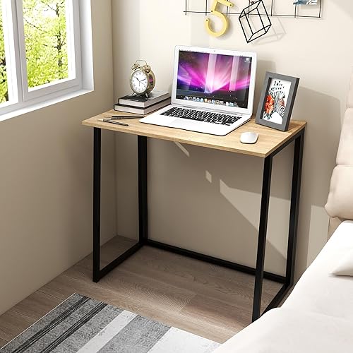 Miniatura 2 de Tangkula Escritorio plegable para computadora, escritorio plegable de hoja caída de 31 pulgadas, escritorio de estudio para espacio pequeño,