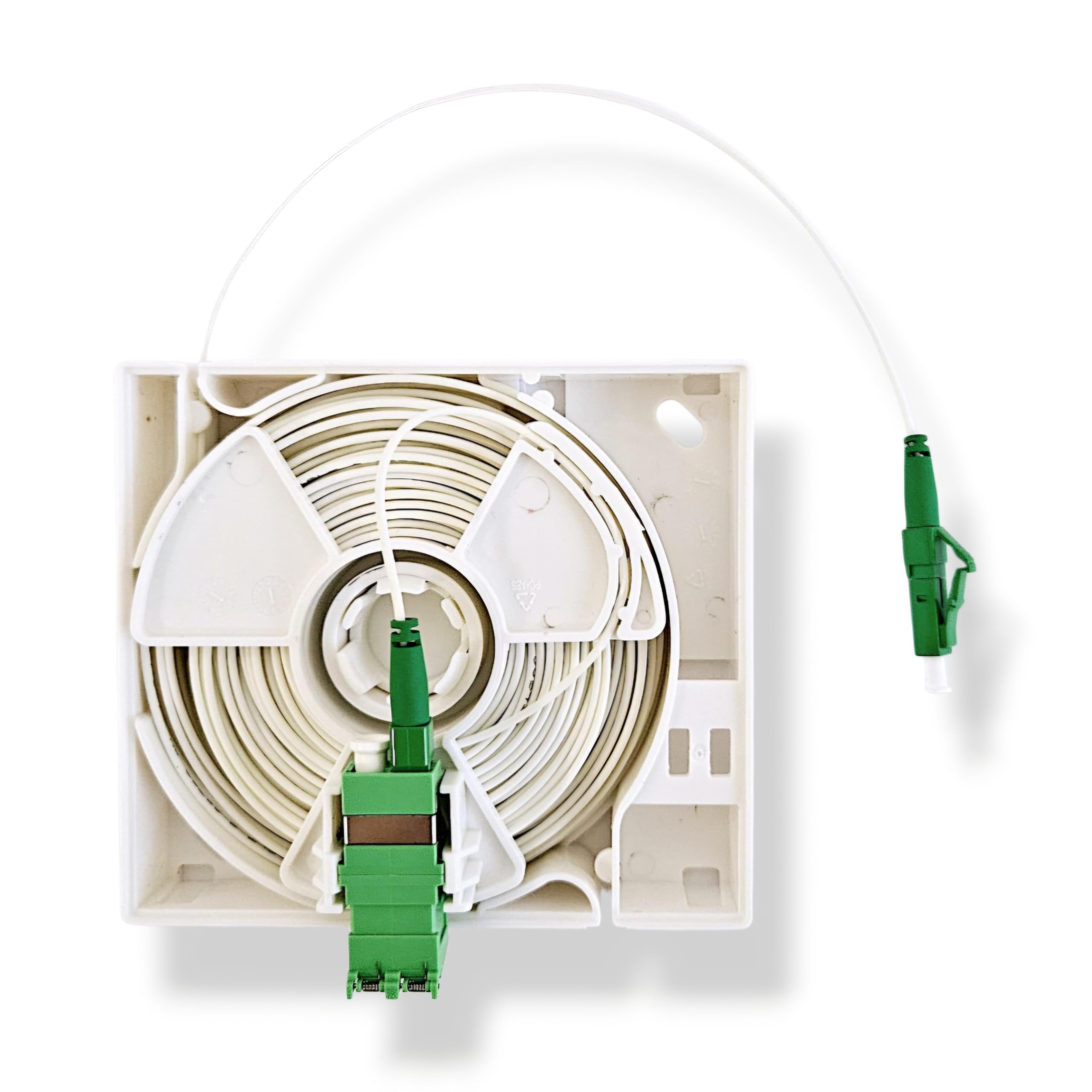 FTTH ZIEHBOX - Glasfaserkabel vorkonfektioniert in Anschlussdose, LC/APC 8°, weiß, OS2 Patchkabel, 1.2mm Durchmesser, 9/125μm, FTTH Lichtwellenleiter, G.657.B3. (20m)