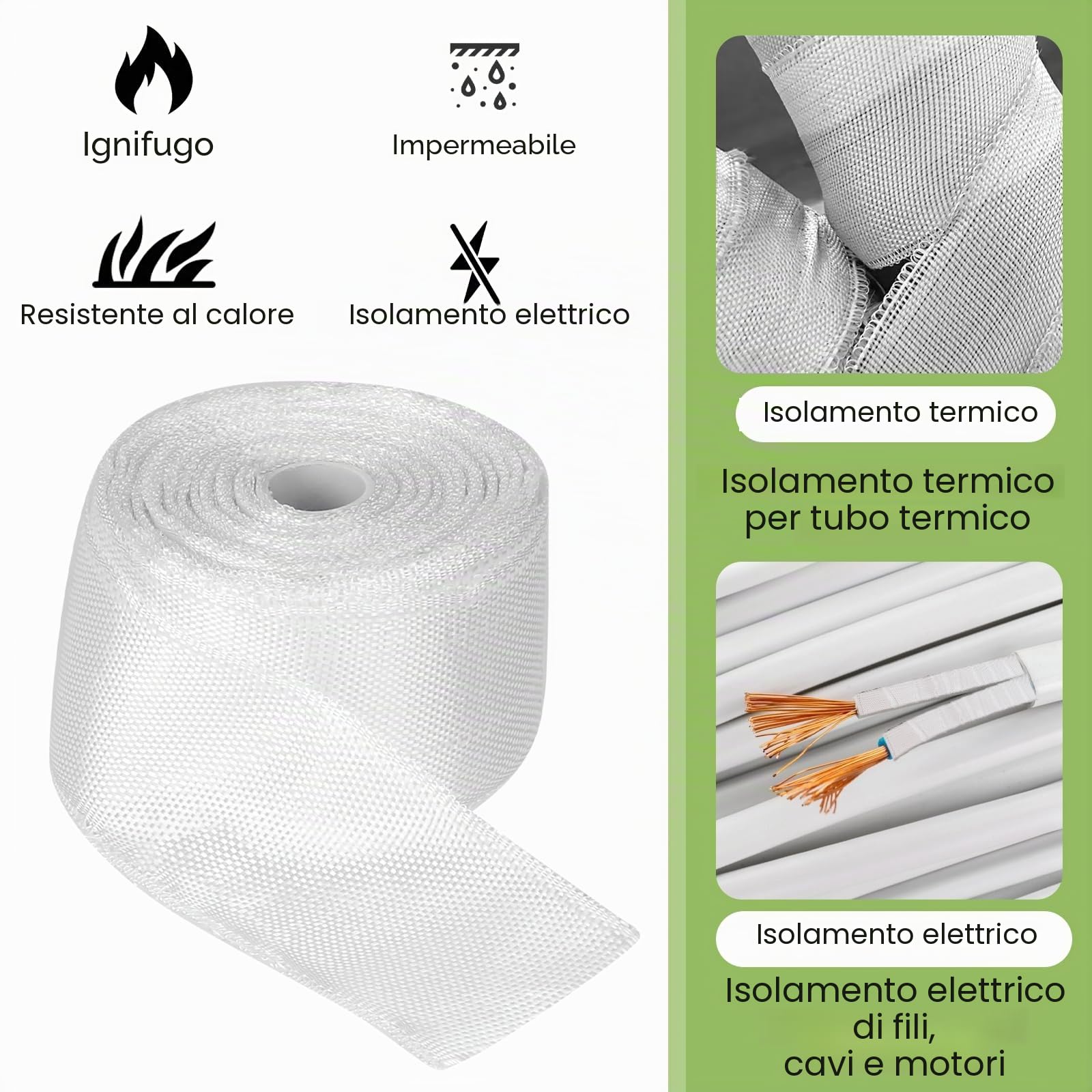 Nastro in fibra di vetro - 5 cm x 30 m - Mozeat Lens - Bianco - Tessuto in fibra di vetro - Riparazione del tessuto (non adesivo)