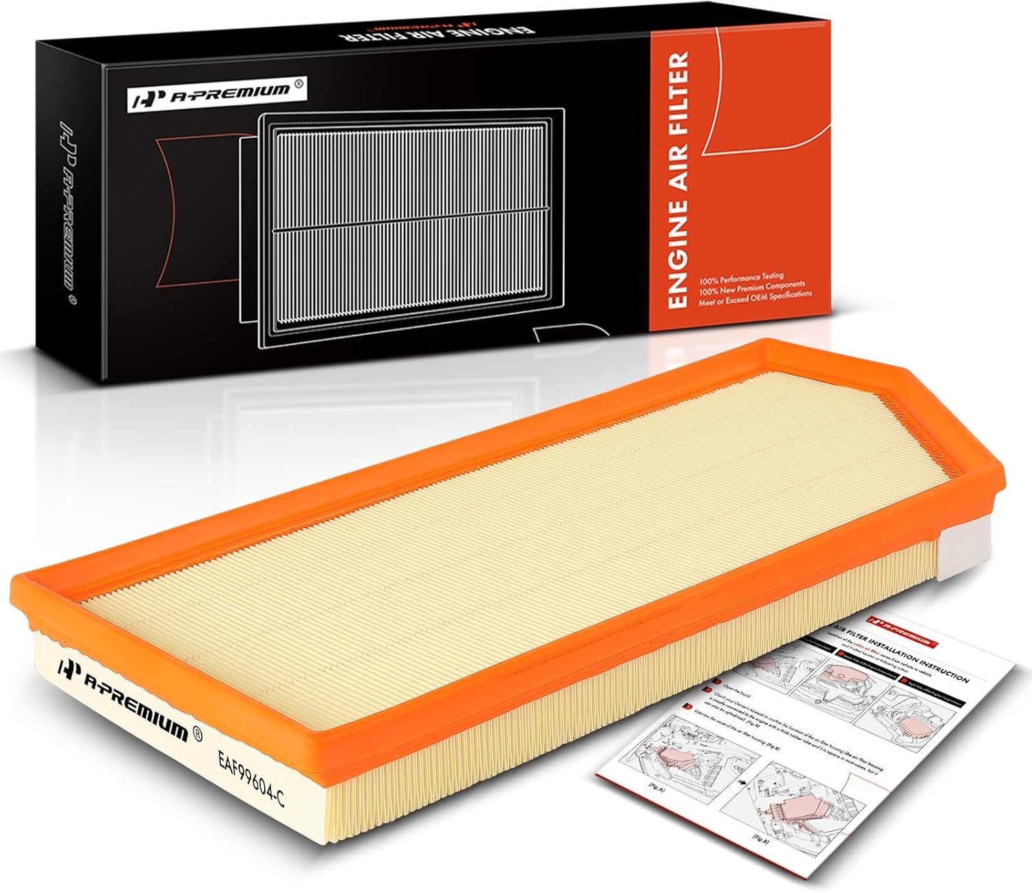A-Premium Engine Air Filter Compatible with Mercedes-Benz E450 2021-2023, E53 AMG 2019-2022, GLE450 2020-2023, GLE53 AMG, S450L, S500, S580e, GLS450, AMG GT 43, AMG GT 53, CLS450, CLS53 AMG, 3.0L